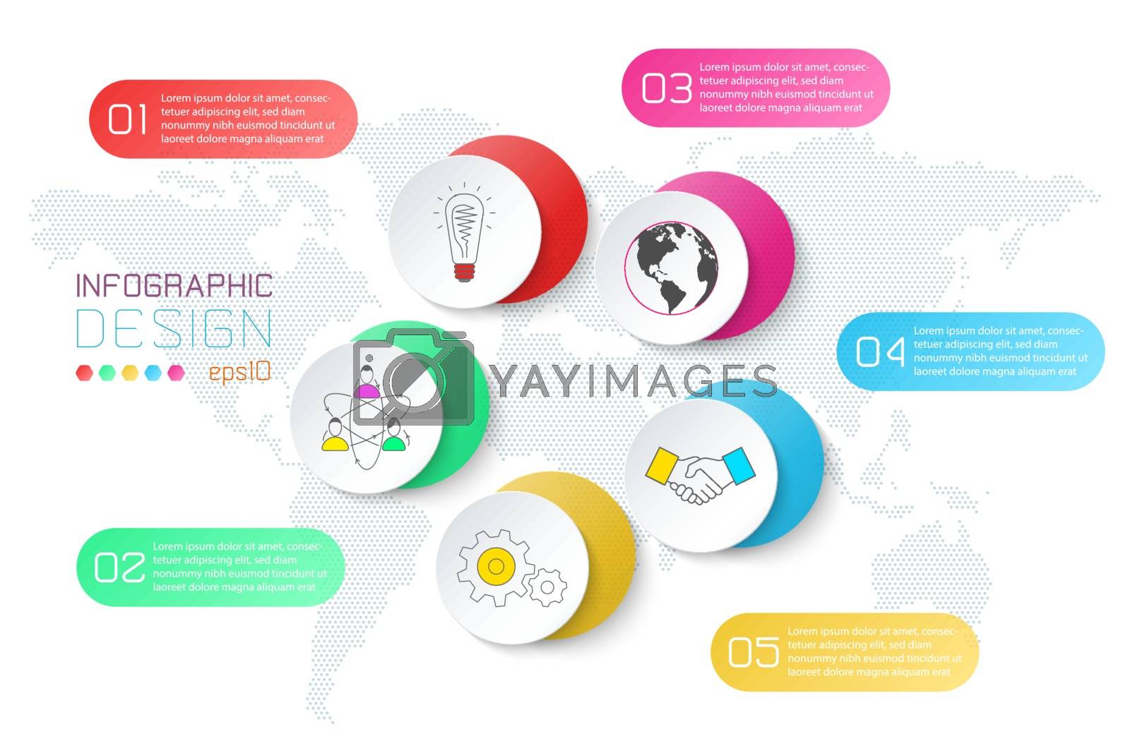 Royalty free image of Pentagons label infographic with 5 steps. by narinbg
