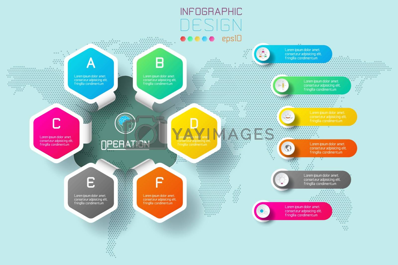 Royalty free image of Business hexagon labels shape infographic circles bar. by narinbg