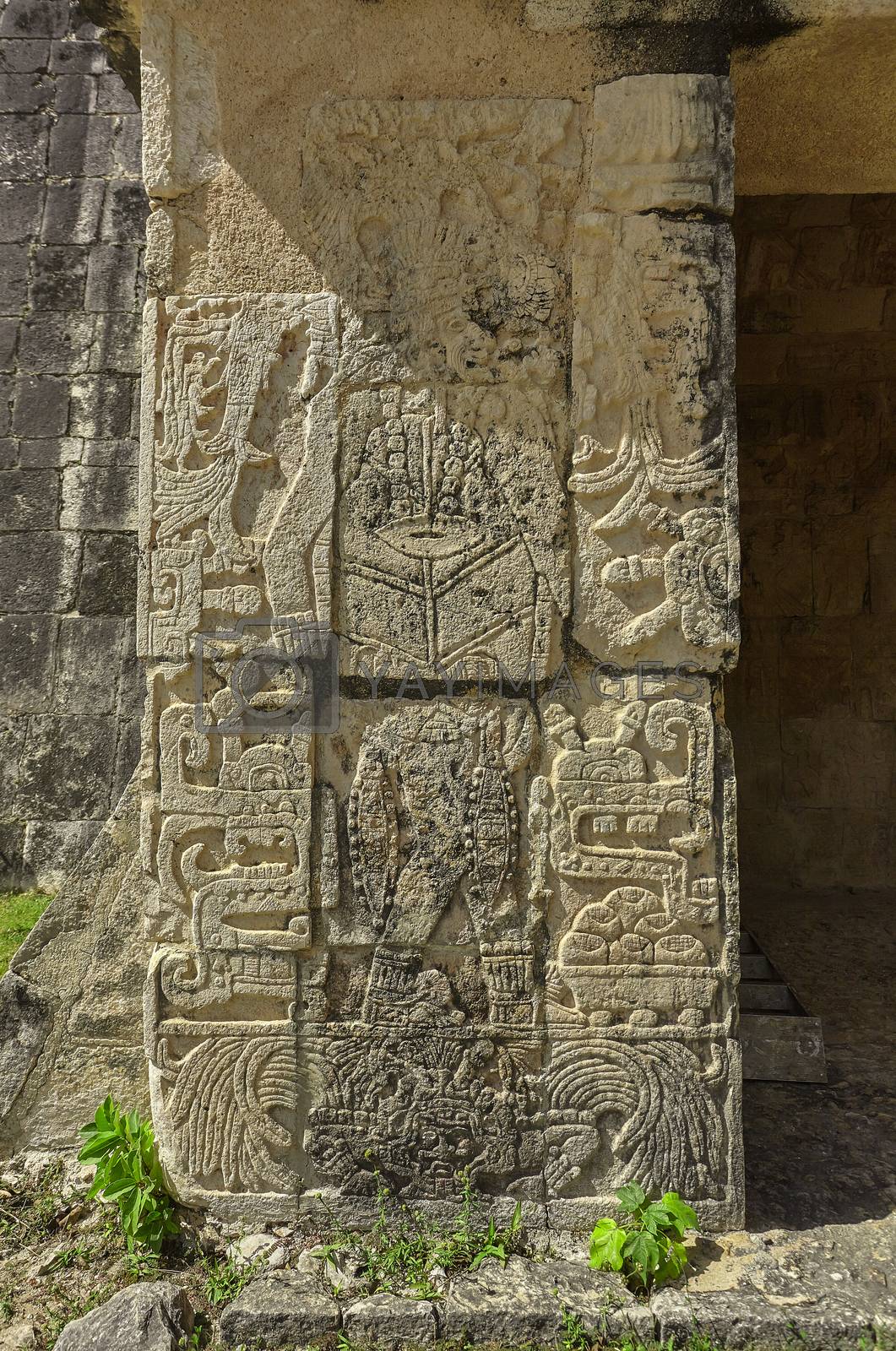 Royalty free image of Stele with Mayan inscriptions in Chichen Itza #2 by pippocarlot