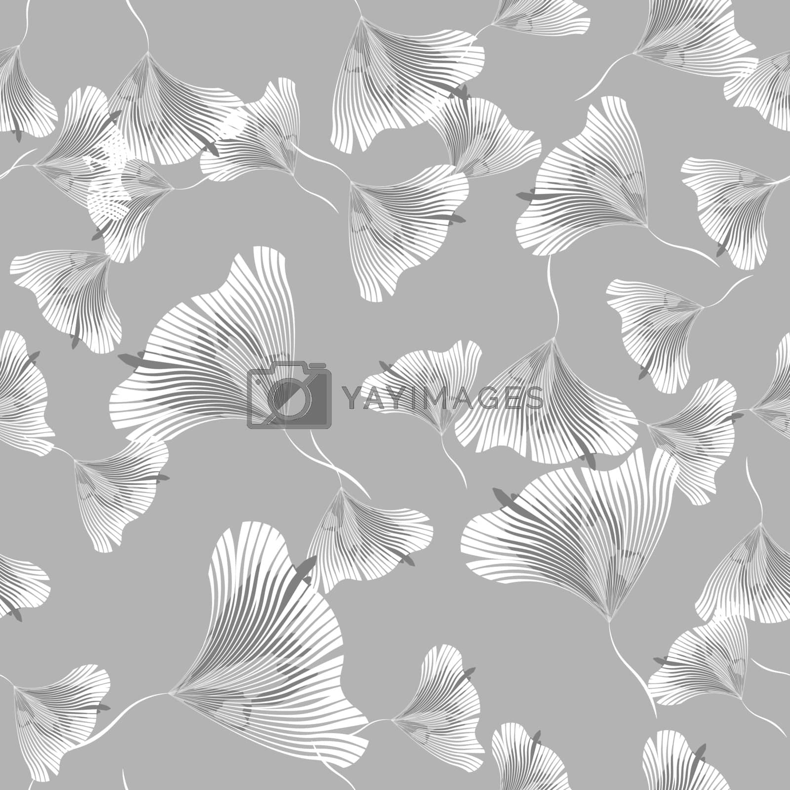 Royalty free image of Vector Seamless Contour Floral Pattern. Monochrome Floral Texture, Decorative Leaves by Musjaka