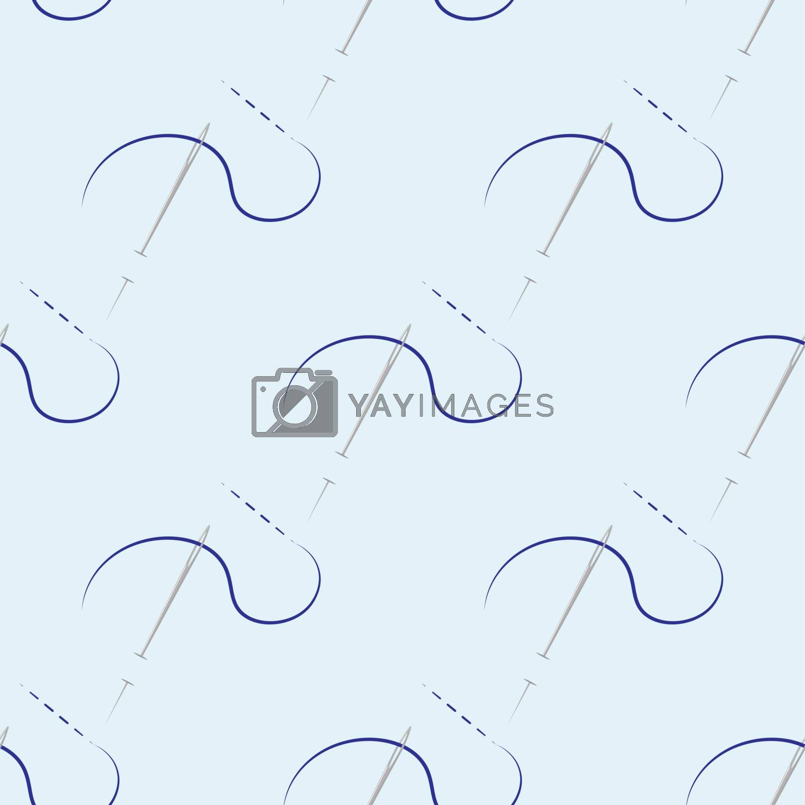 Royalty free image of sewing items. needle and thread stitches seamless pattern by Musjaka