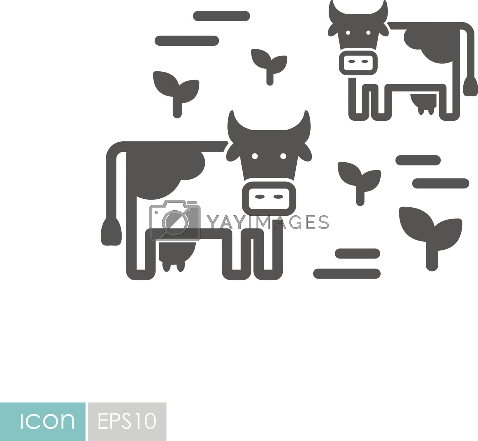 Royalty free image of Cow on a pasture icon by nosik