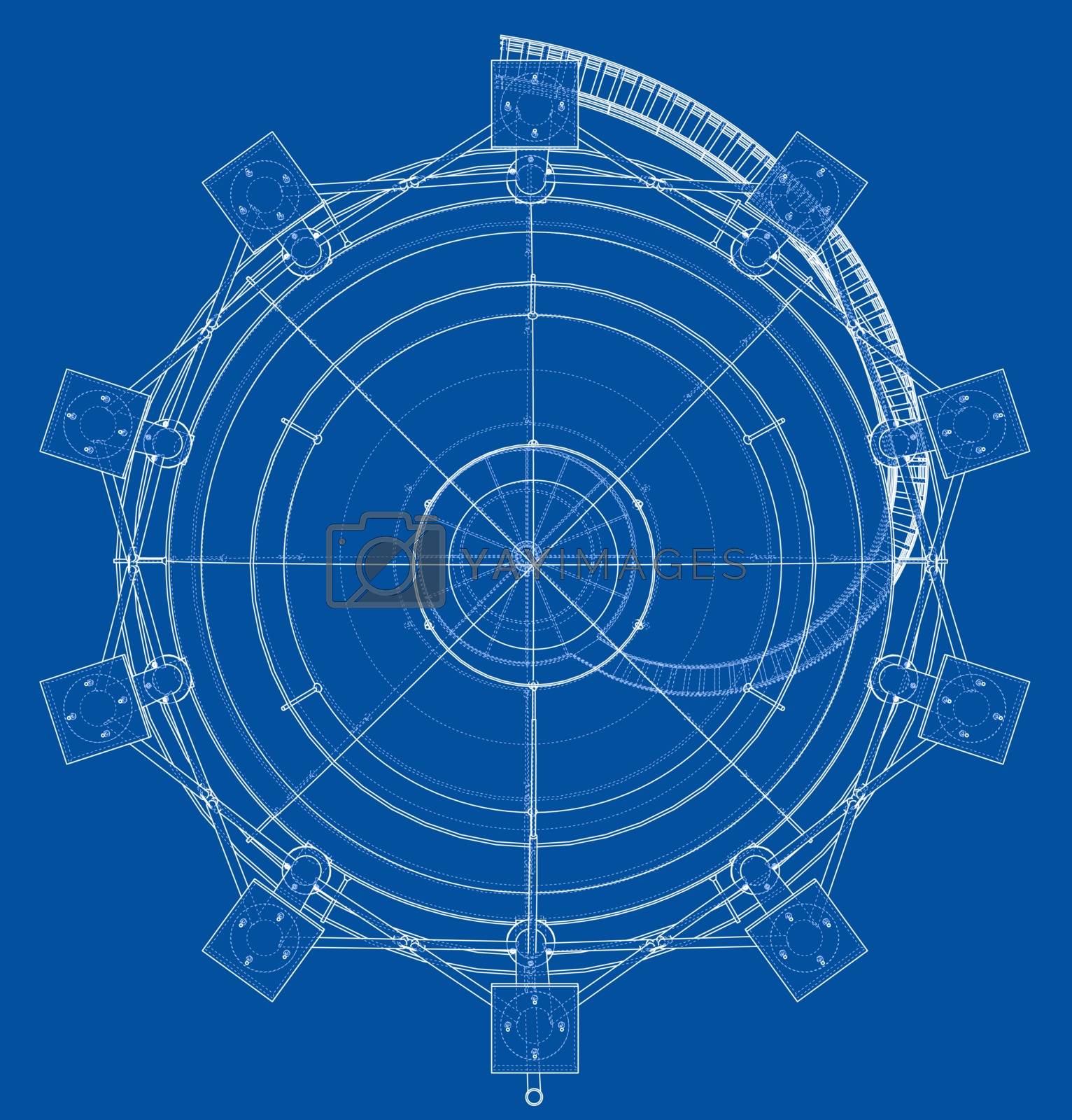Royalty free image of Spherical gas tank outline. Vector by cherezoff