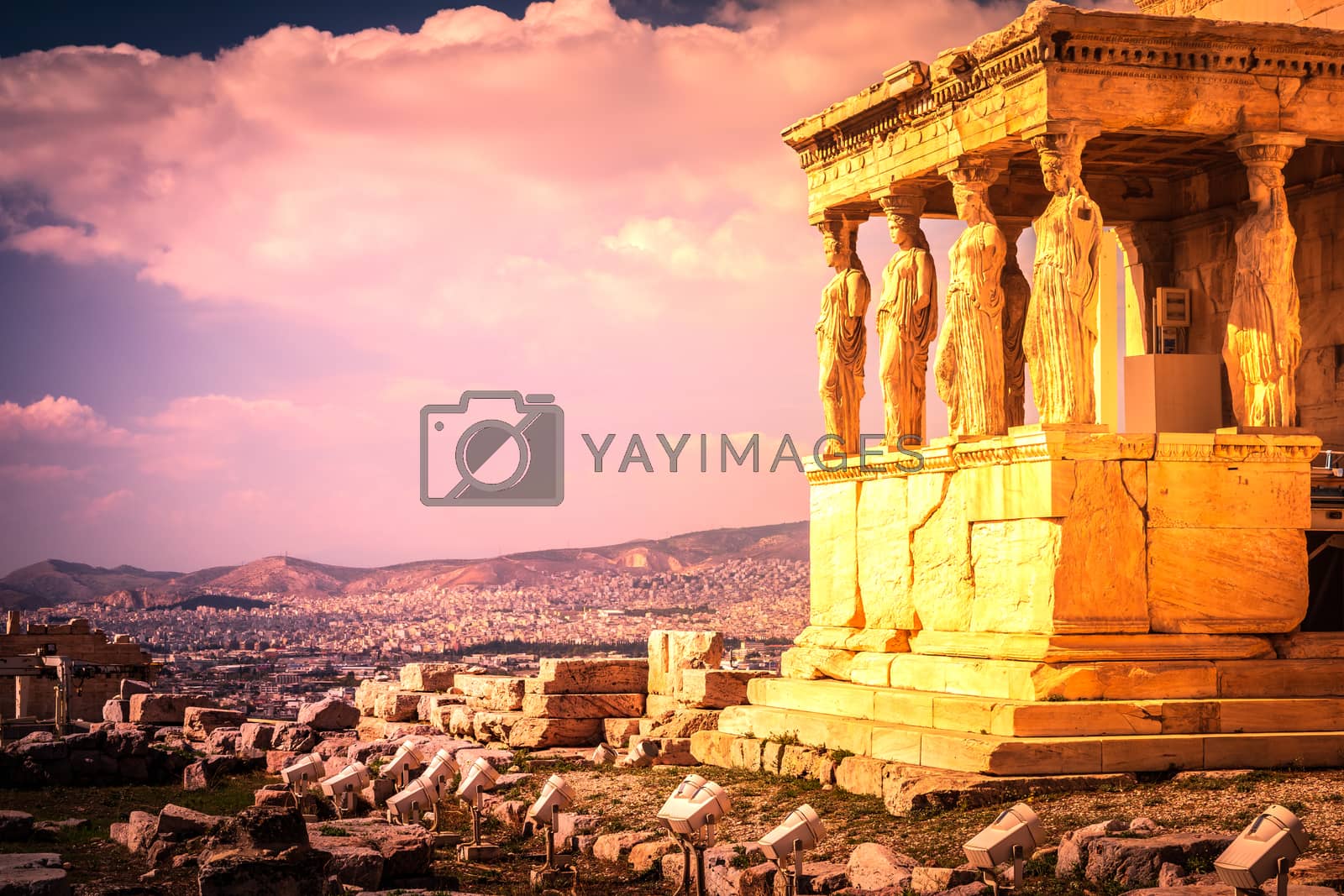 Royalty free image of Stone porch with caryatids in Erechtheion temple in Acropolis by Romas_ph