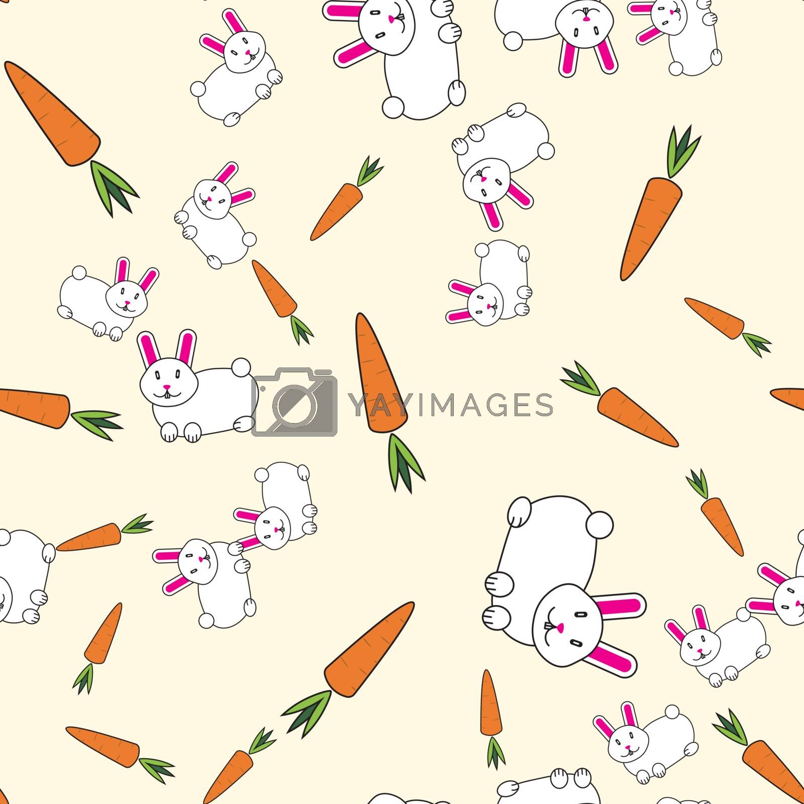 Royalty free image of Seamless vector pattern with rabbits and carrots by Musjaka