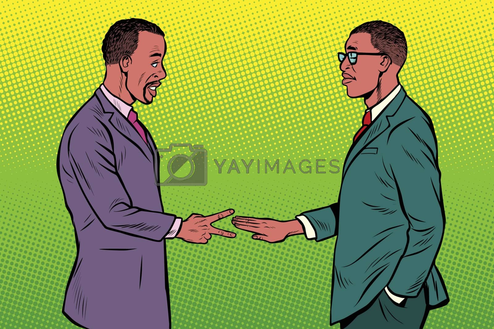Royalty free image of african businessmen game rock paper scissors by studiostoks