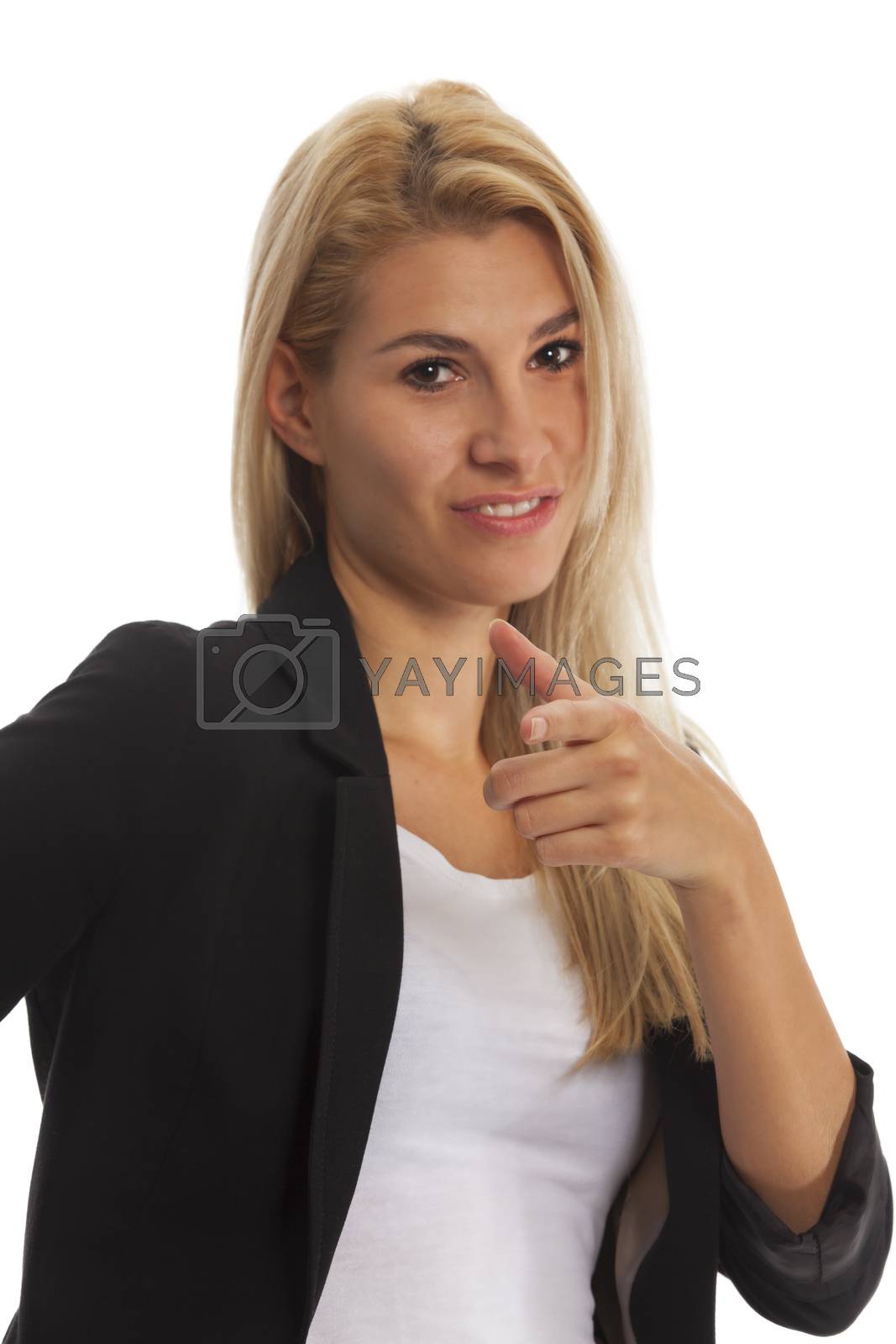 Royalty free image of attractive young blonde woman on white background by bernjuer