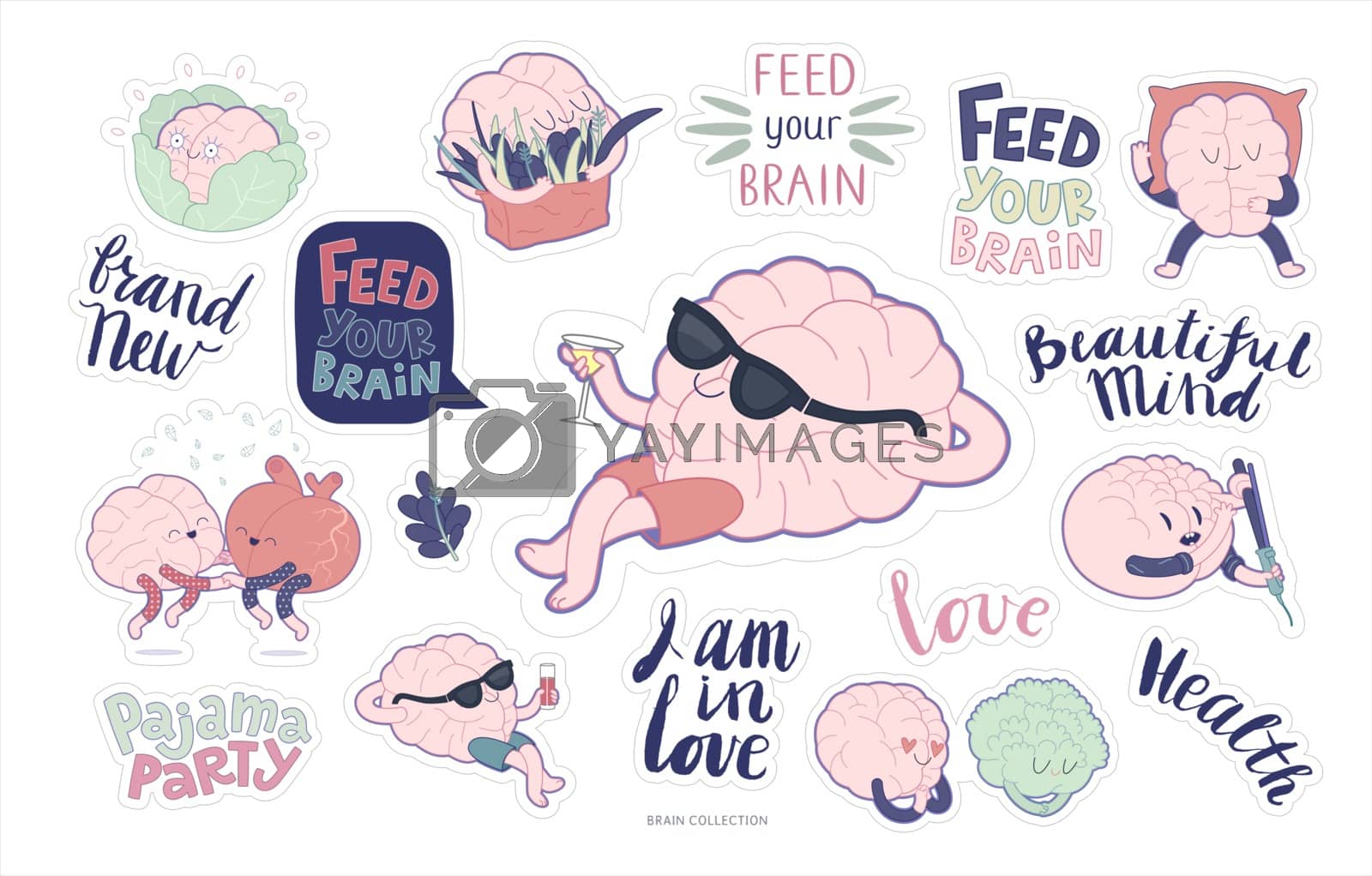 Royalty free image of Brain stickers feed and leisure set by grivina