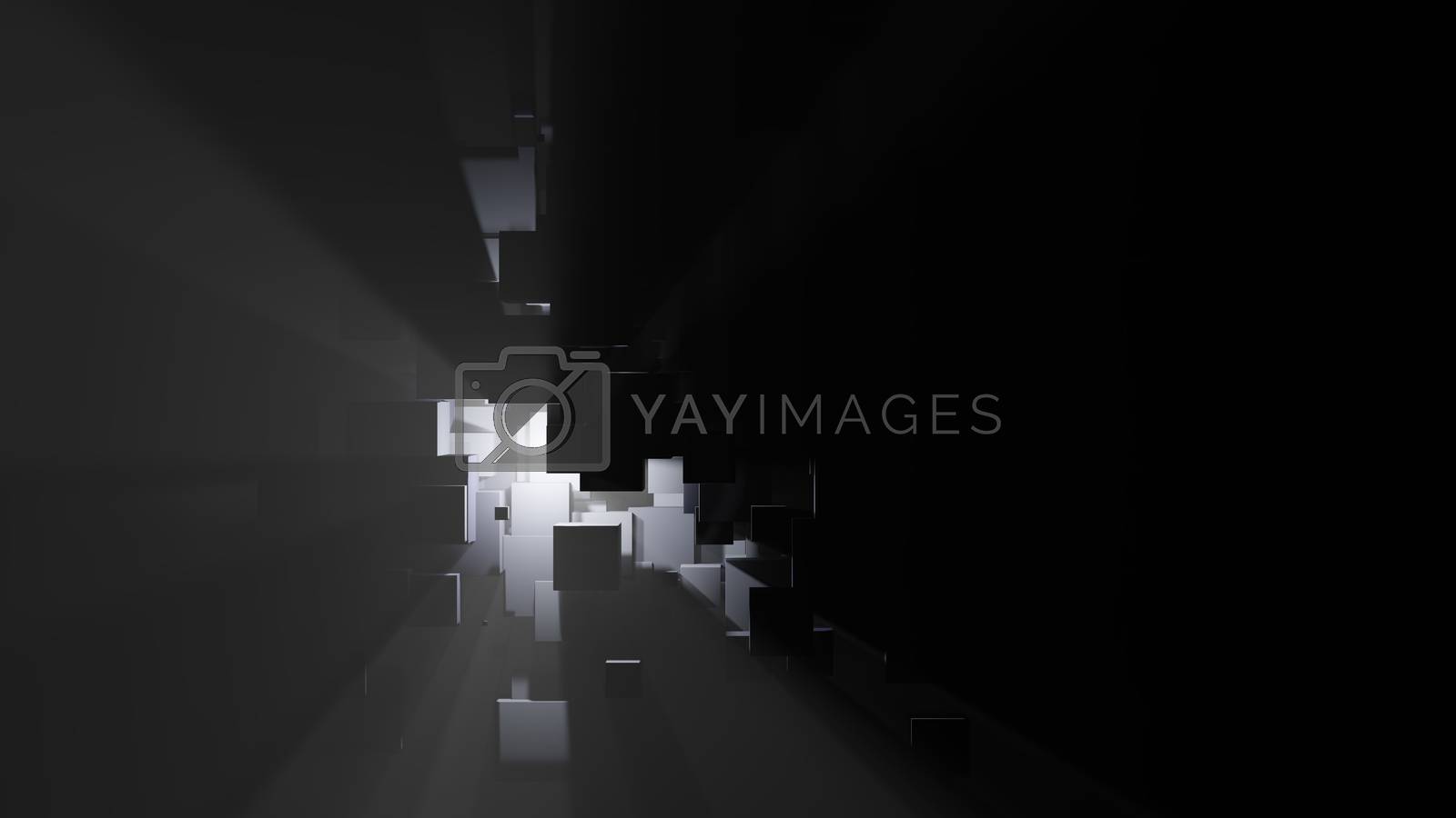 Royalty free image of Abstract background of boxes, light rays and fog by cherezoff