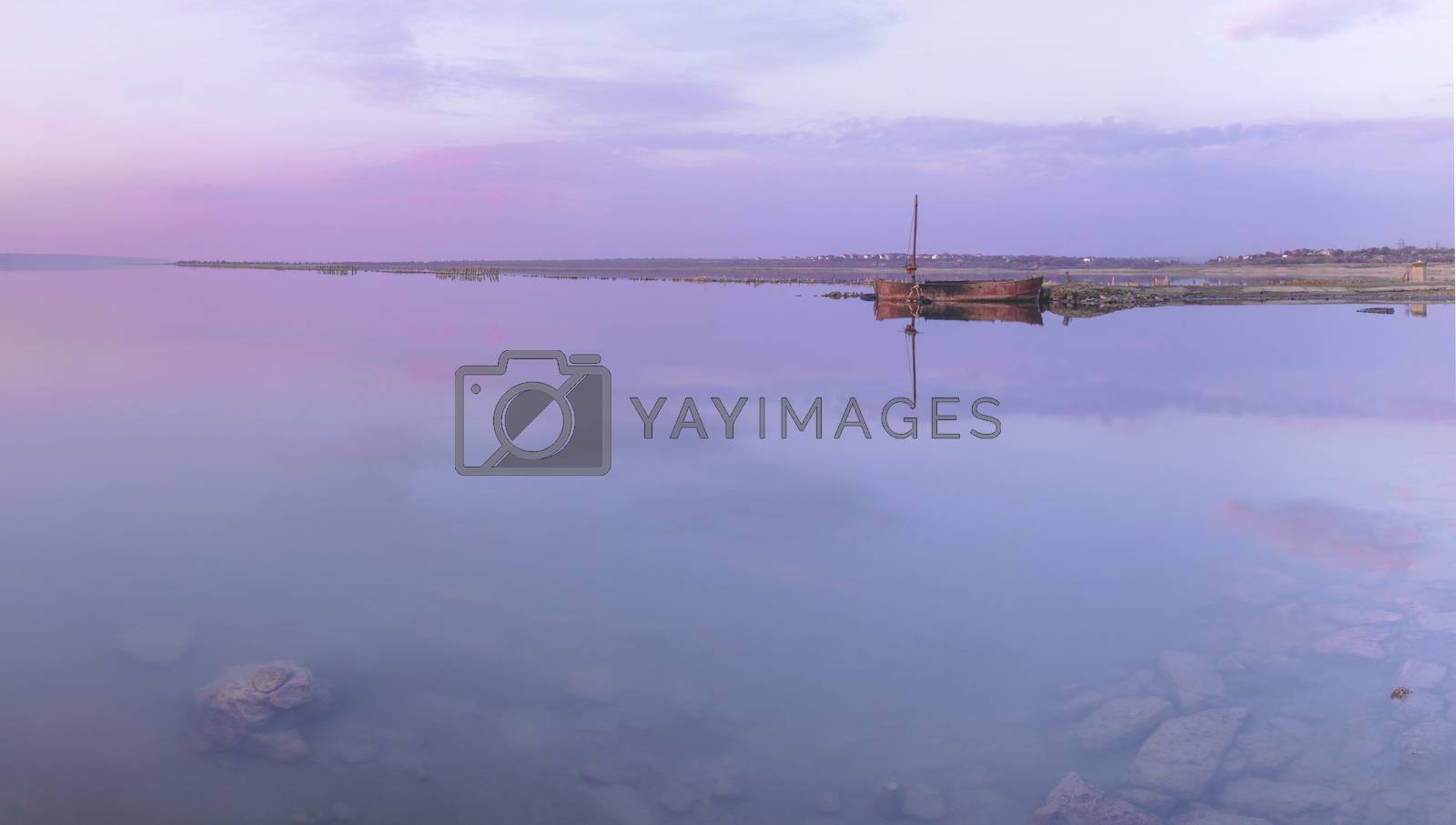 Royalty free image of Panoramic view of the salt lake at sunset by Multipedia