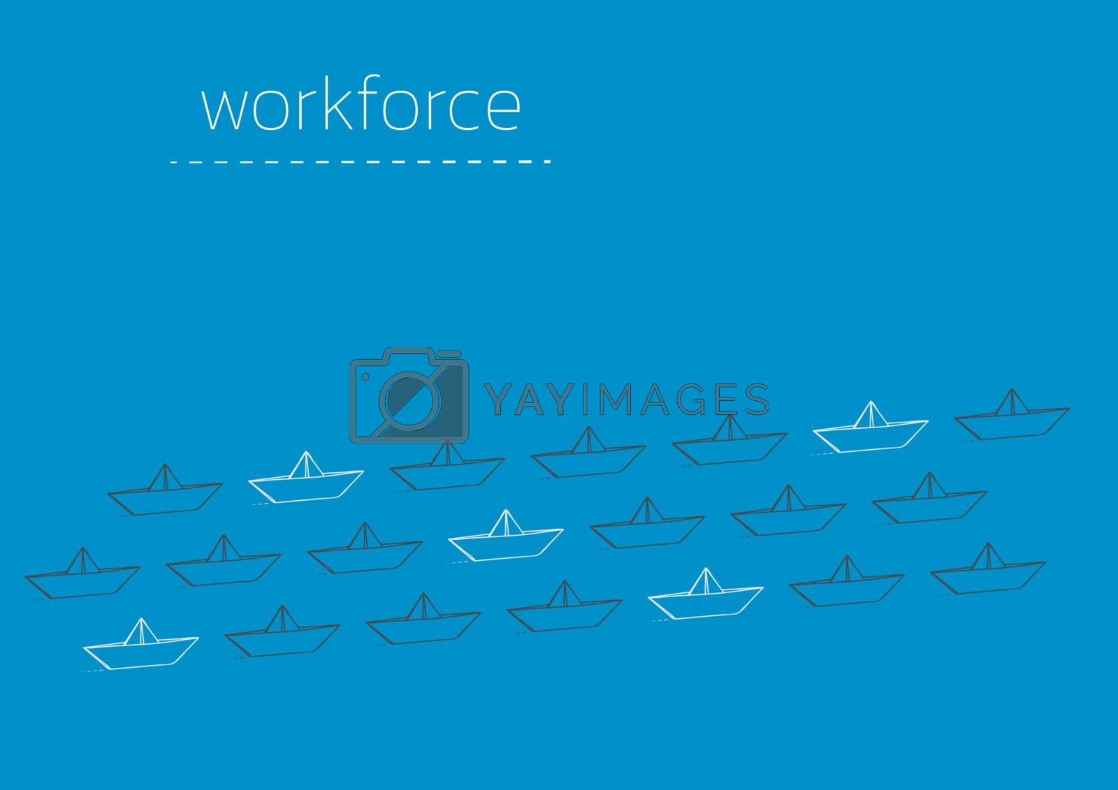 Royalty free image of workforce with a folded paper boat by muuraa