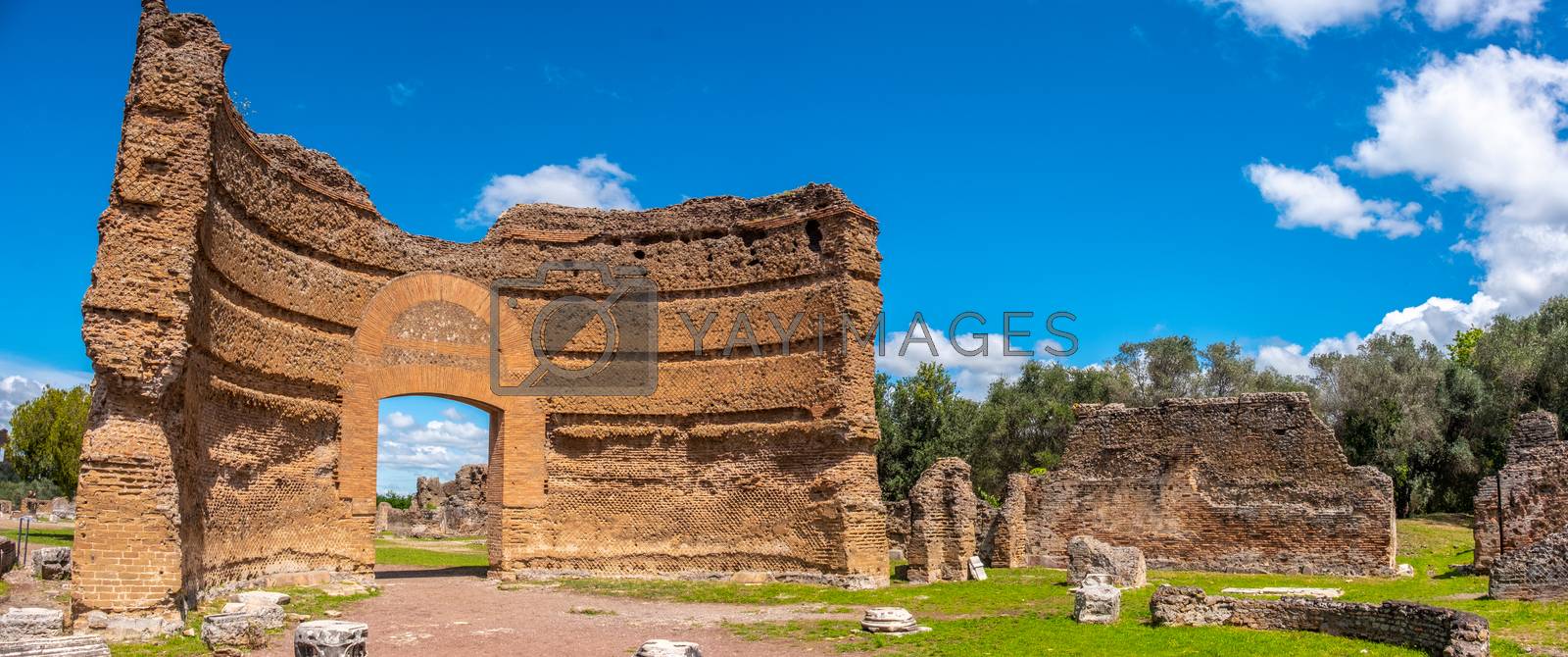 Royalty free image of roman ruins panoramic Villa Adriana in Tivoli Rome - Lazio - Italy crumbled gate of the Ninfeo palace by LucaLorenzelli