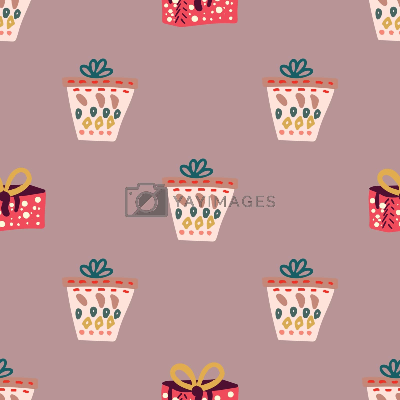 Royalty free image of Giant Christmas gifts seamless pattern on dusty pink background by Nata_Prando