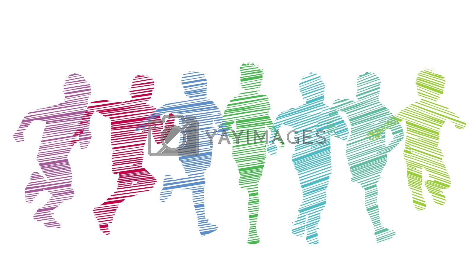 Royalty free image of A group of kid run and have fun, illustration-Isolated by scusi