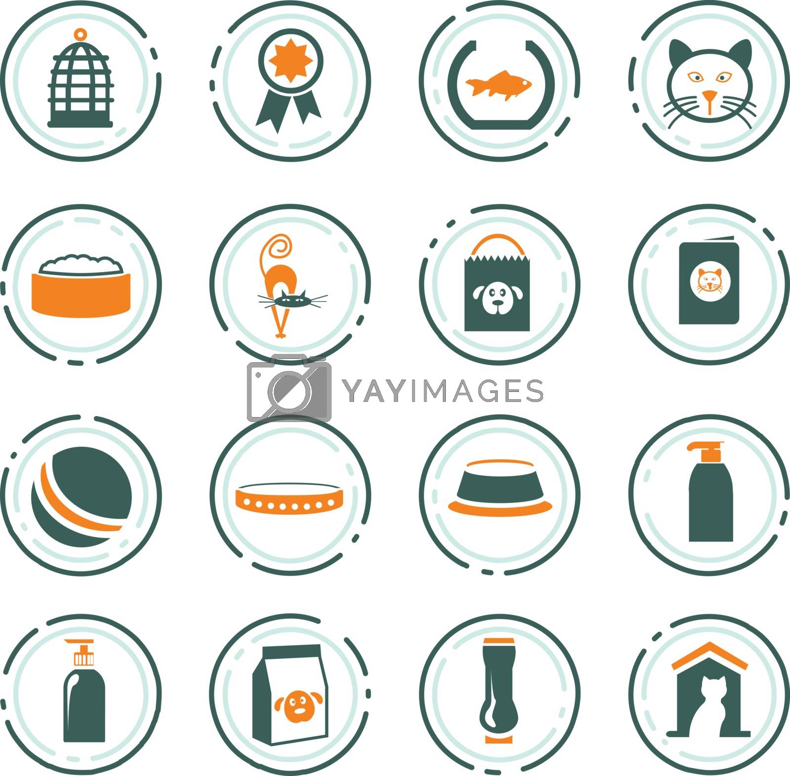 Goods for pets color vector icons for user interface design