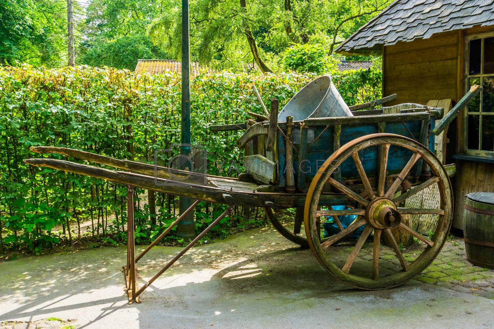 Royalty free image of Vintage wooden cart, nostalgic agriculture equipment, old historic transportation by charlottebleijenberg