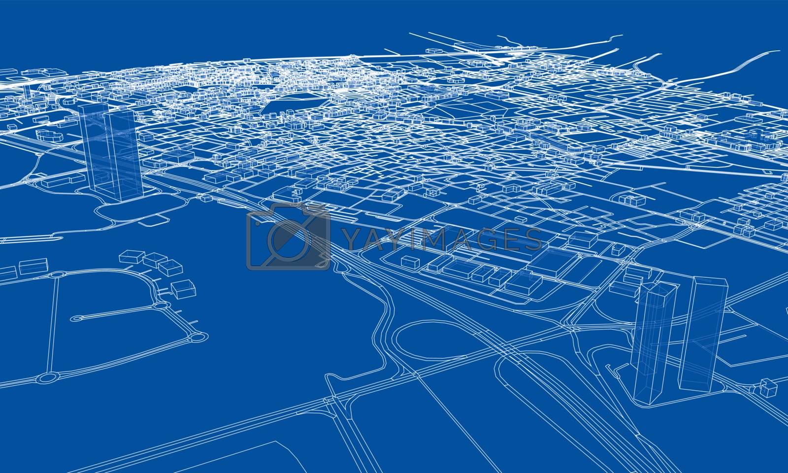 Royalty free image of Outline city concept. Wire-frame style by cherezoff