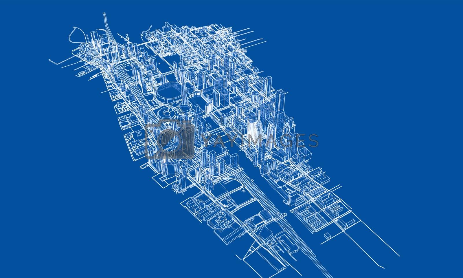 Royalty free image of Outline city concept. Wire-frame style by cherezoff