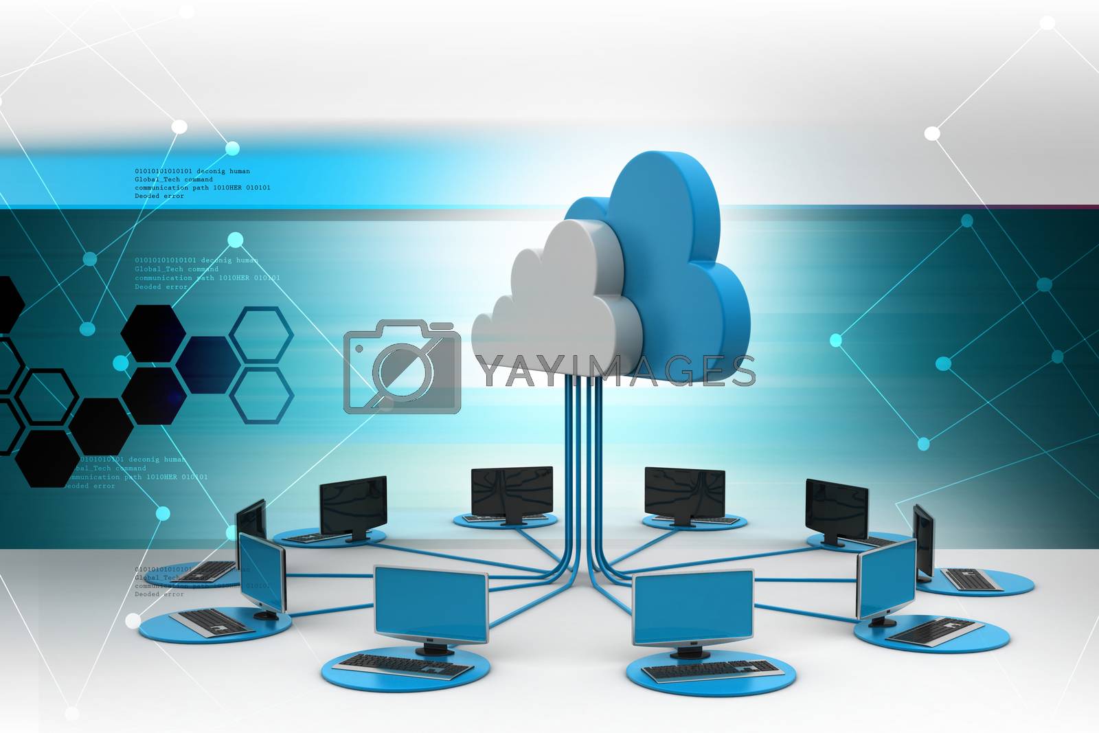 Royalty free image of Cloud computing with computer network in color background by cuteimage