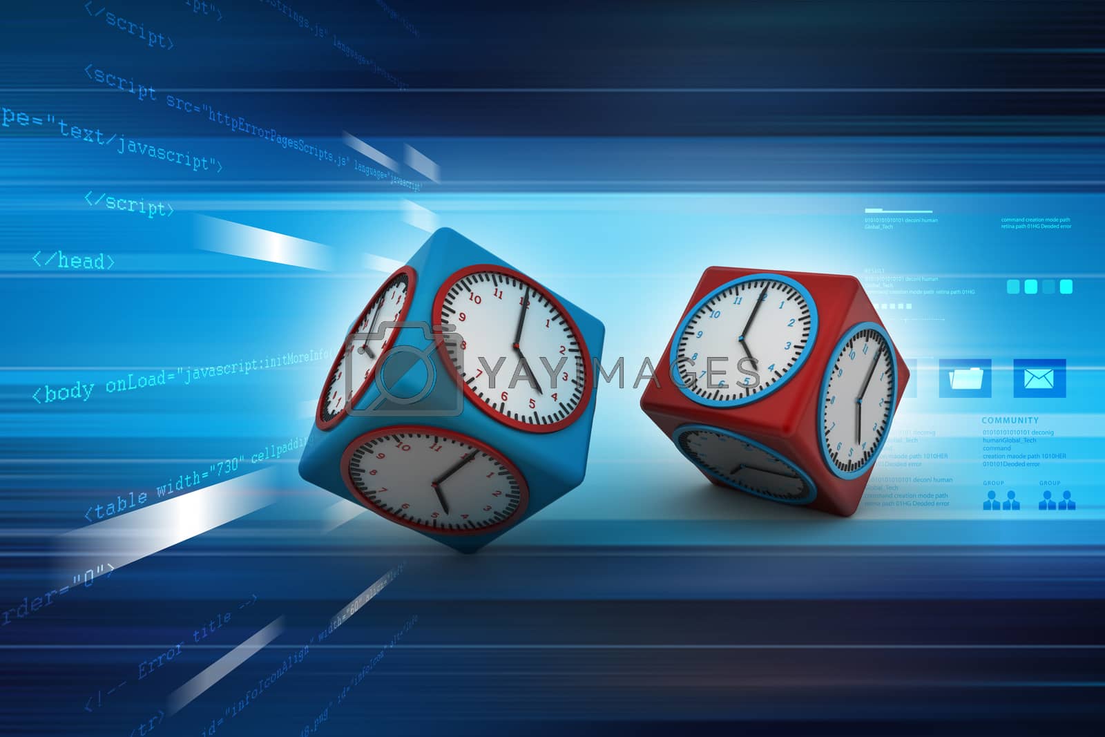 Royalty free image of 3d watch in cube by cuteimage