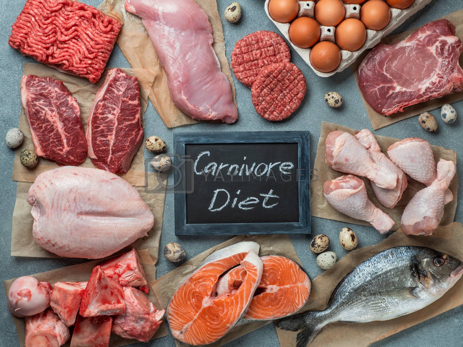 Royalty free image of Carnivore diet, zero carb concept, top view by fascinadora