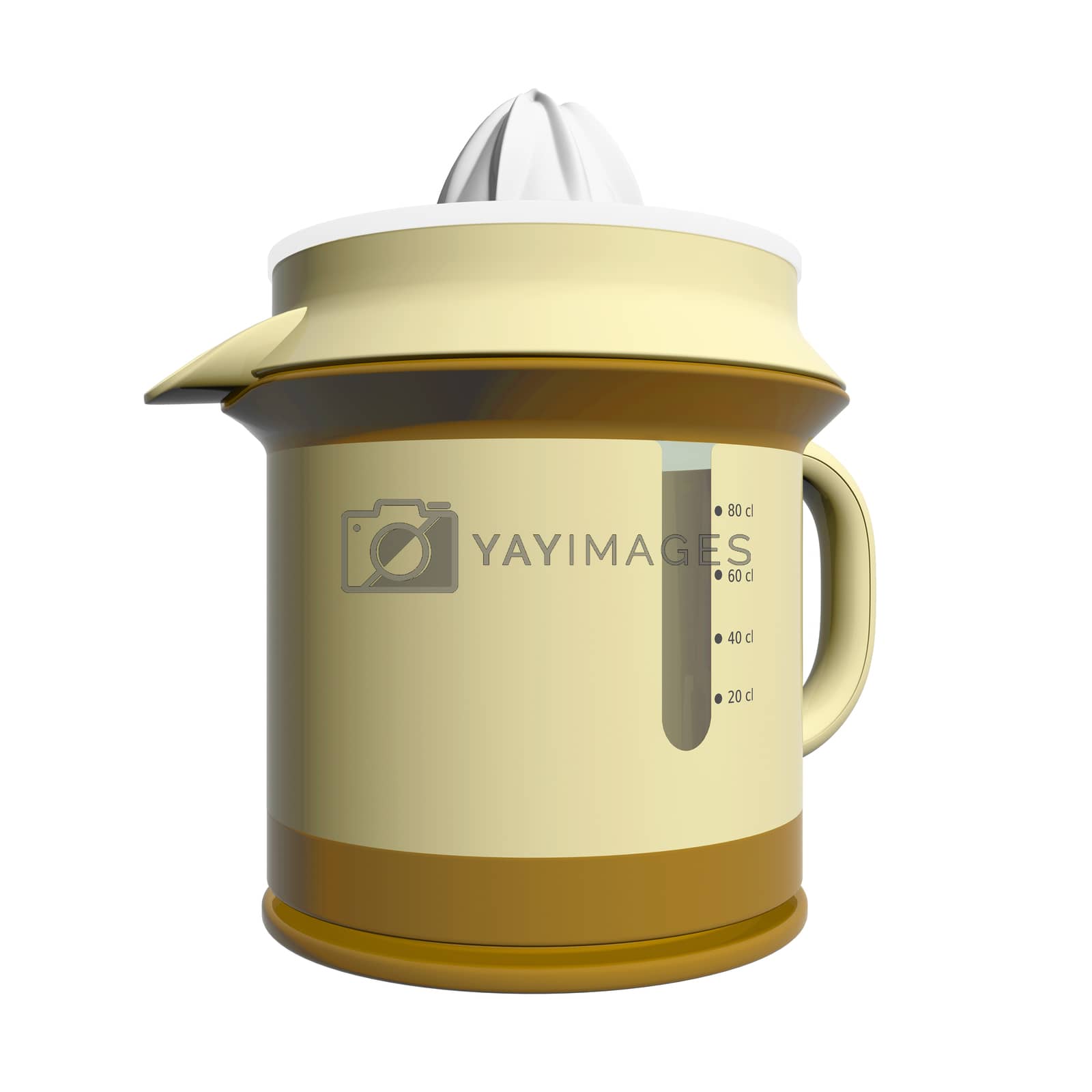 Royalty free image of Combination juicer and pitcher, brown and yellow, plastic, 3D il by Morphart