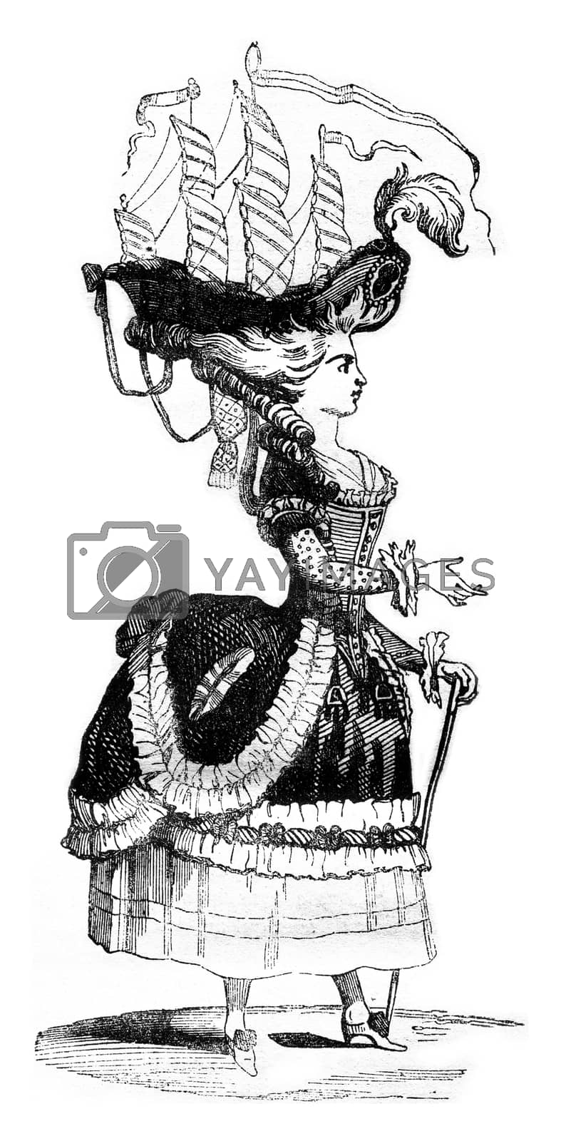 Royalty free image of Coiffure a la Belle Poule, vintage engraving. by Morphart