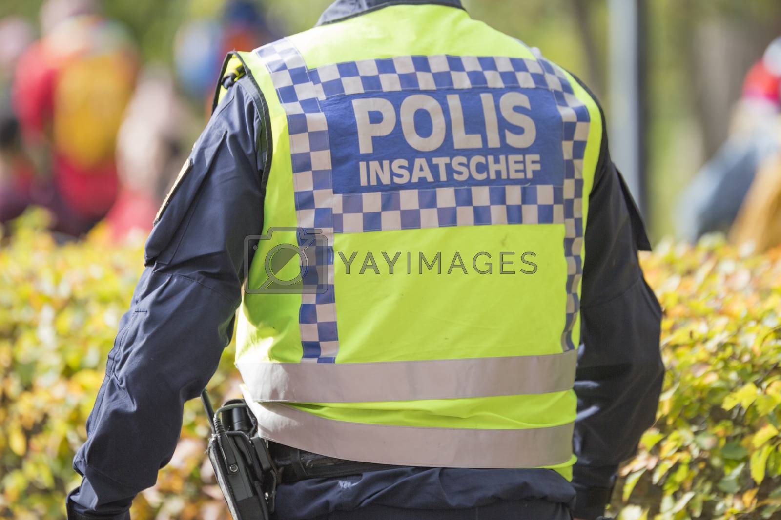 Royalty free image of Swedish Police task force commander with Reflective Vest by Emmoth