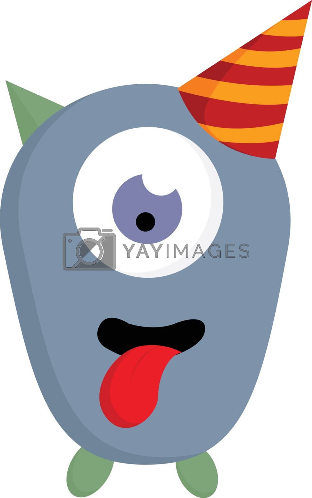 Royalty free image of One eyed monster in a birthday hat, vector color illustration. by Morphart