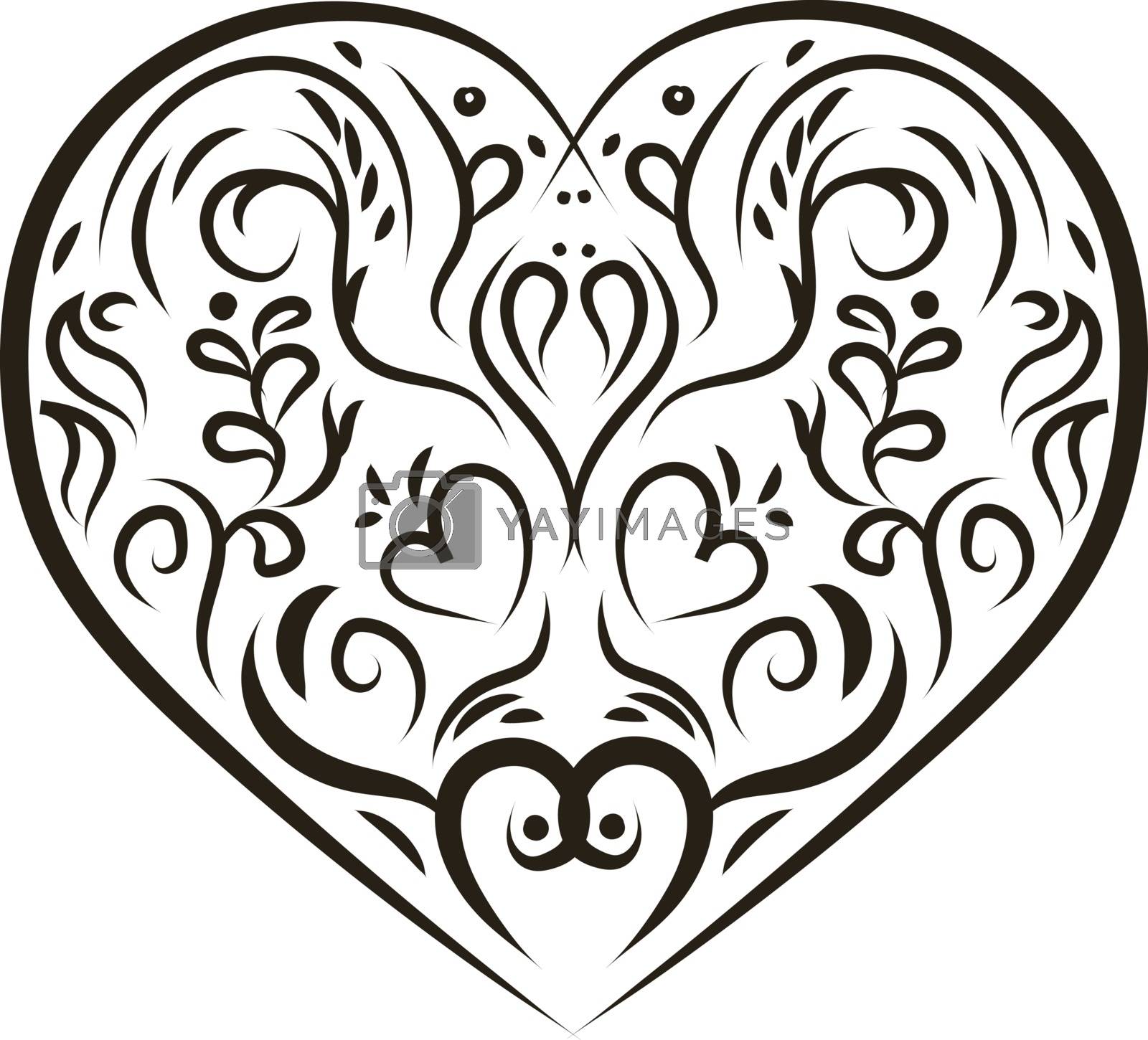 Royalty free image of An ornament heart, vector or color illustration. by Morphart