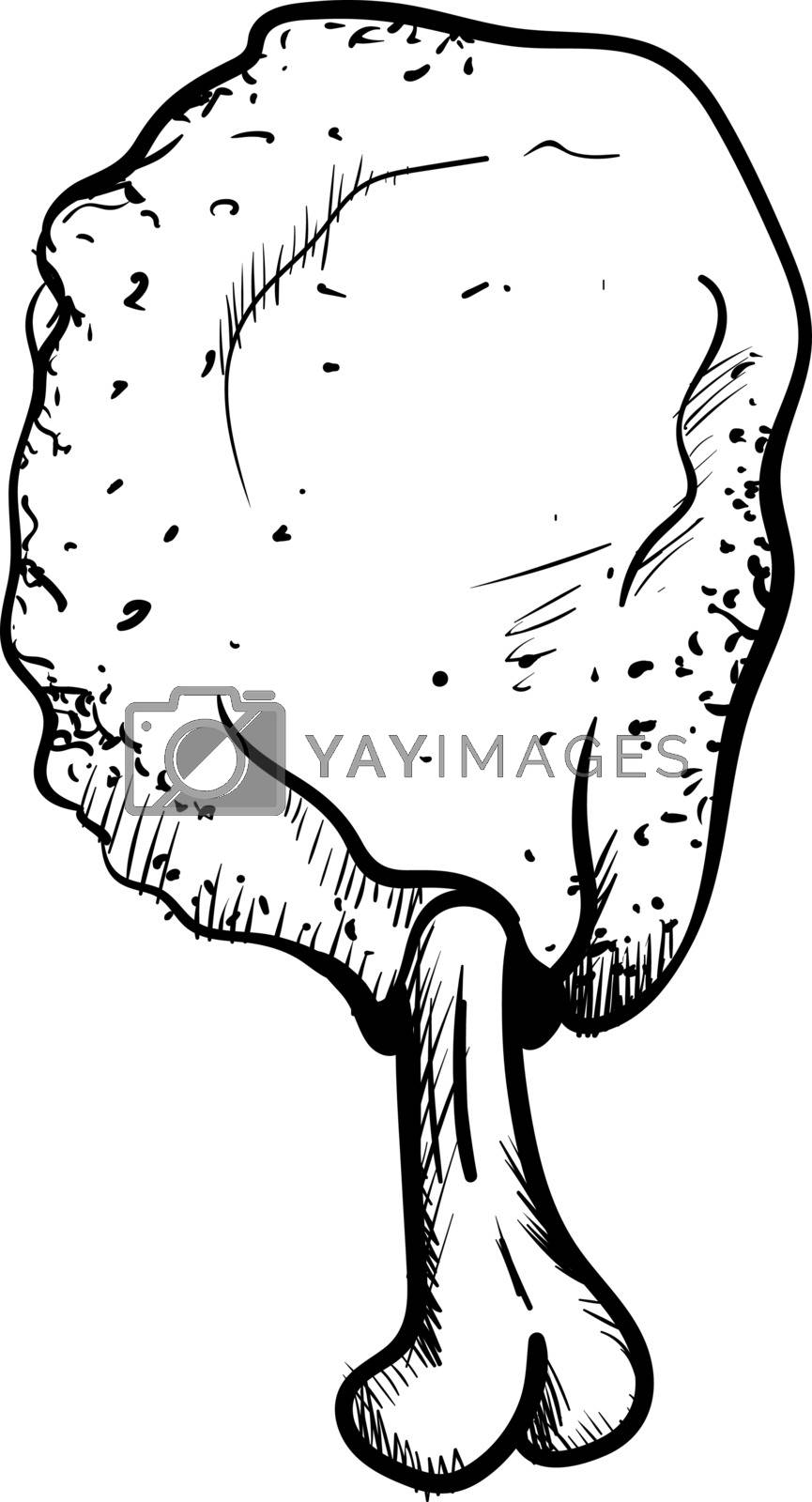 Sketch of roasted chicken leg Royalty Free Vector Image