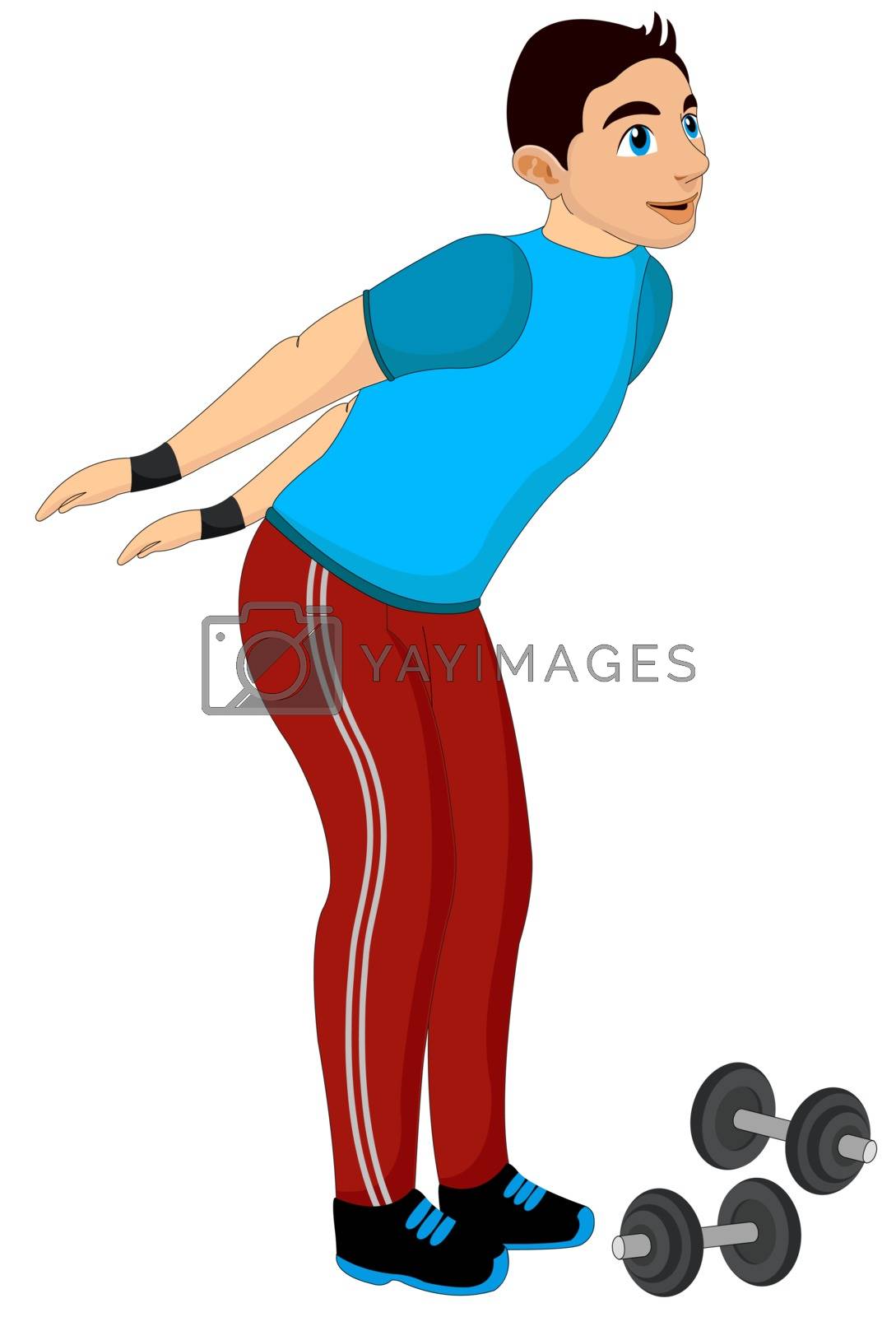 Royalty free image of Exercising, man doing bending, illustration by Morphart