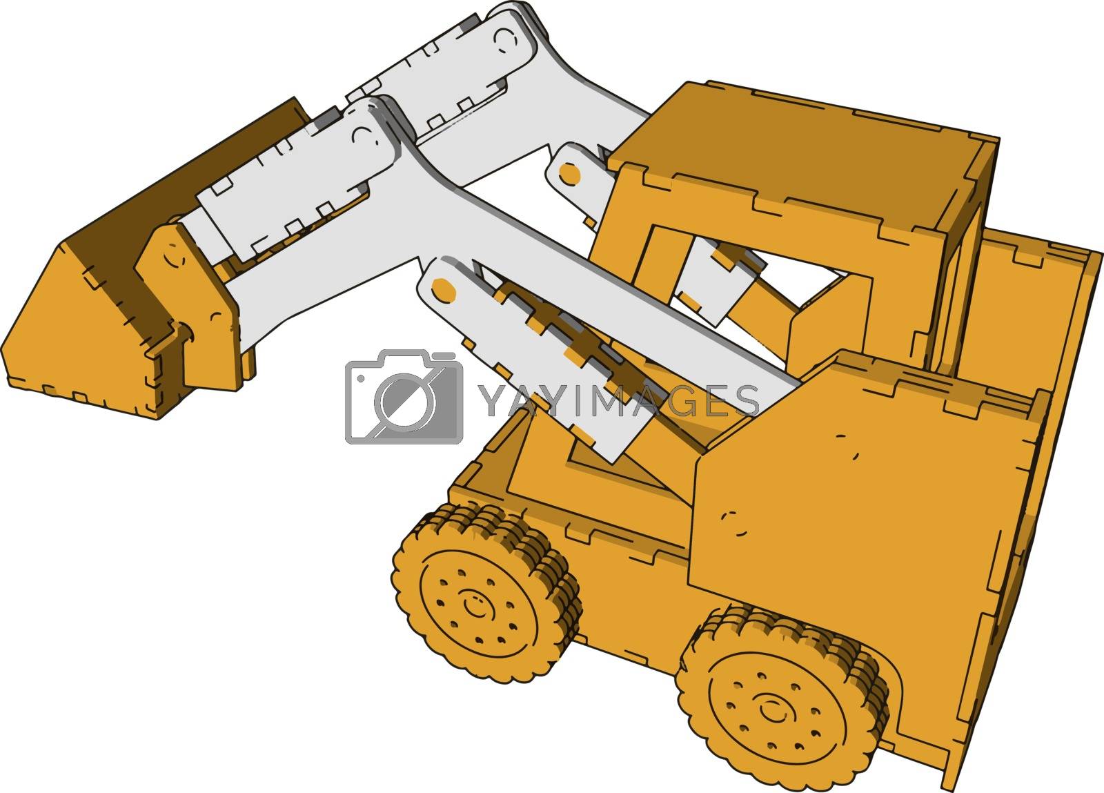 Royalty free image of Yellow excavator toy, illustration, vector on white background. by Morphart