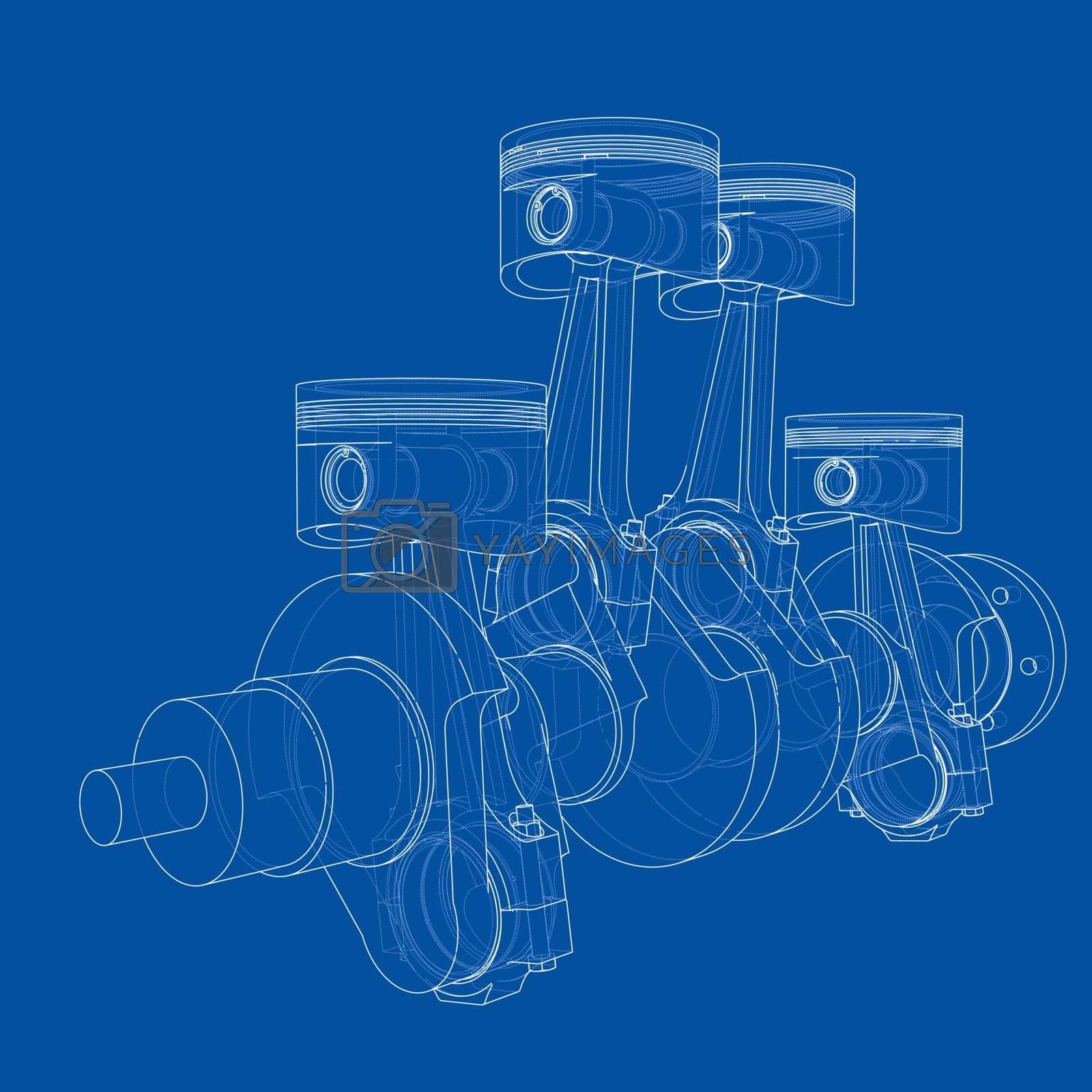 Royalty free image of Engine pistons outline. Vector rendering of 3d by cherezoff