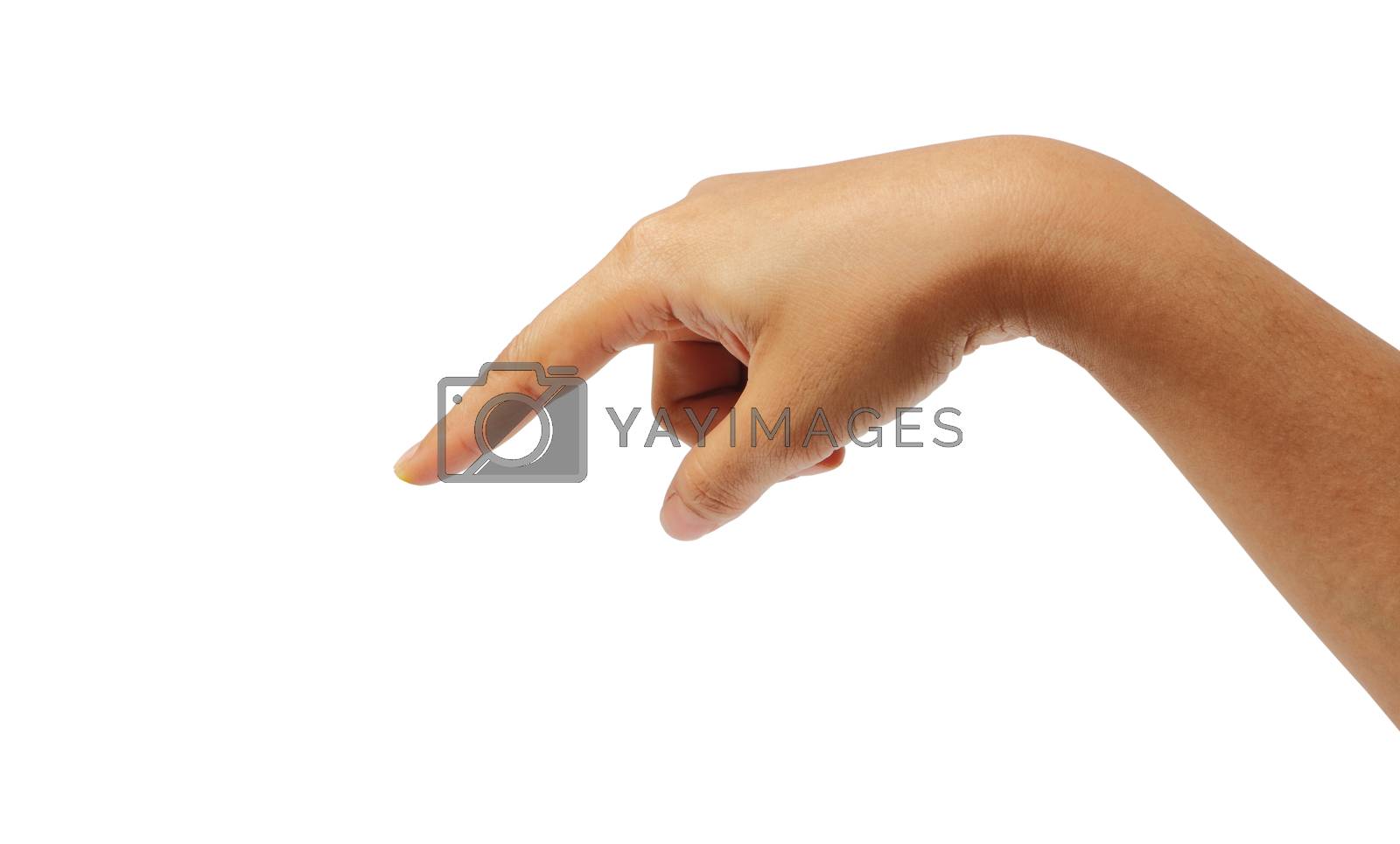 Royalty free image of Feale hand pointing finger isolated with clipping path.  by phalakon