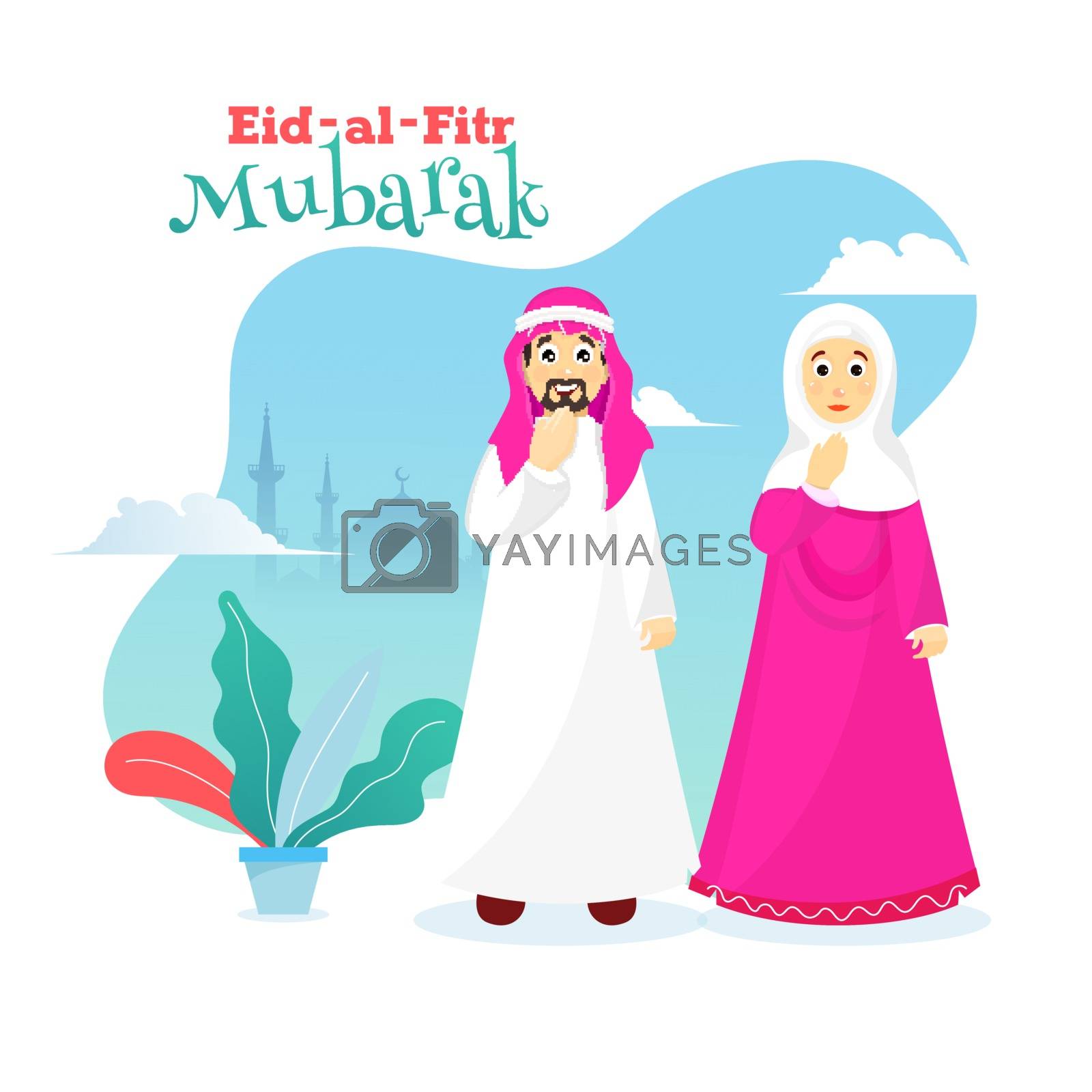 Royalty Free Vector | Eid Mubarak celebration concept with cartoon  character of Muslim by aispl