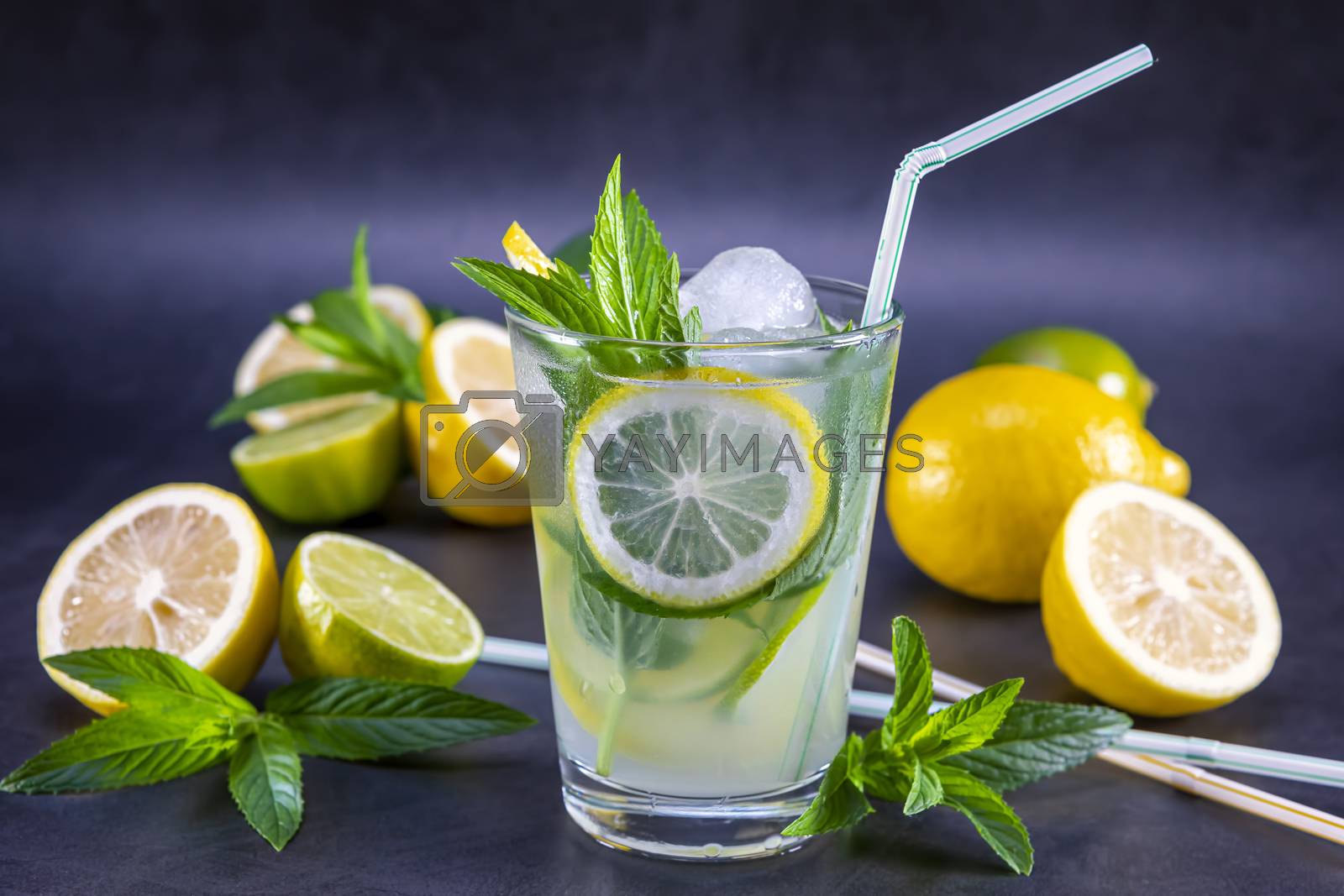 Royalty free image of Cold refreshing summer lemonade with mint in a glass by manaemedia