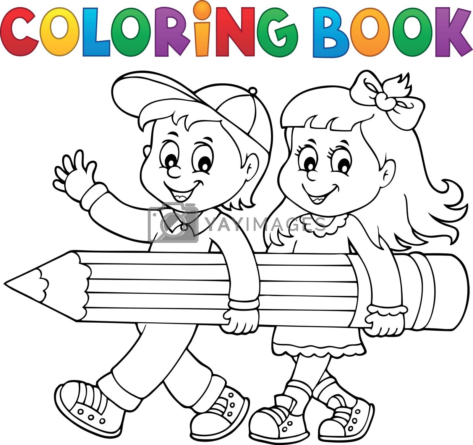 Royalty free image of Coloring book children holding pencil by clairev