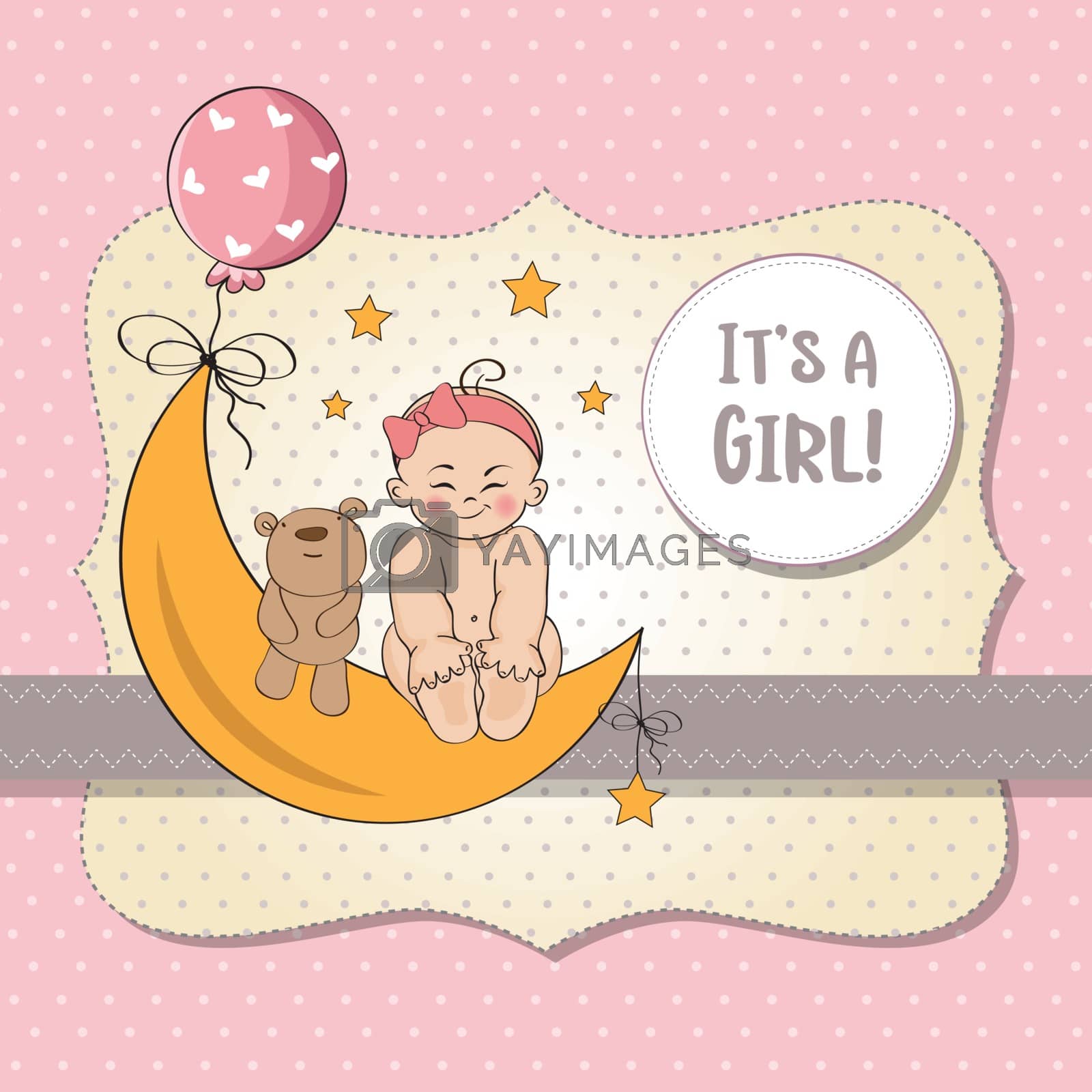 Royalty free image of baby girl shower card by balasoiu