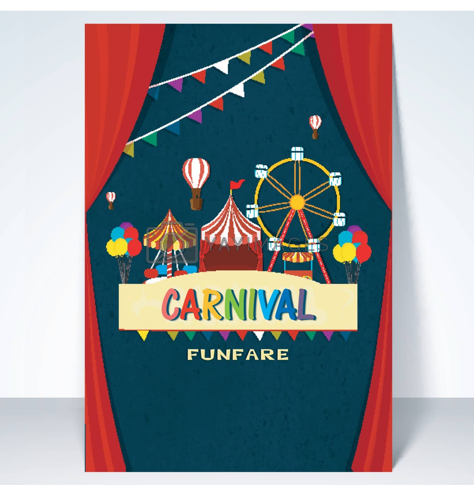 Royalty free image of Carnival background with ferris wheel, circus tent, and marquee by aispl