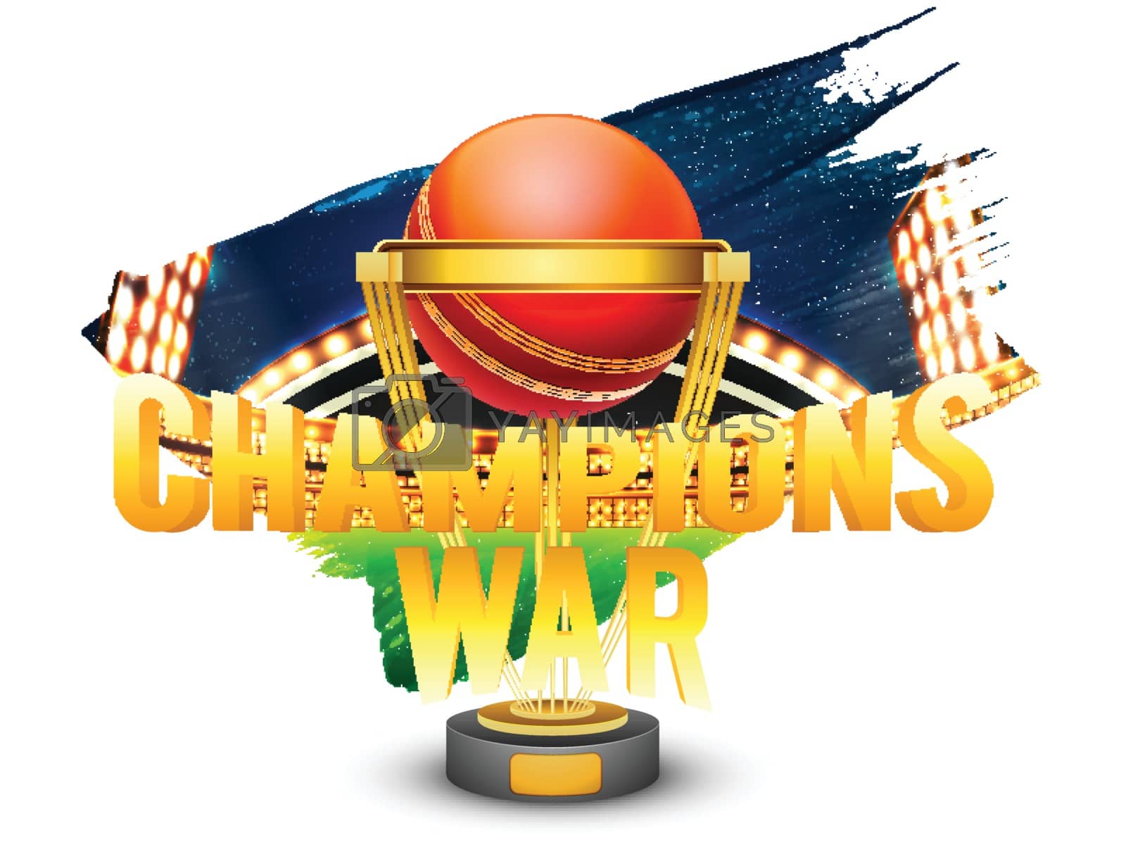 Royalty free image of 3D Golden Text Champions War with Winning Trophy. by aispl