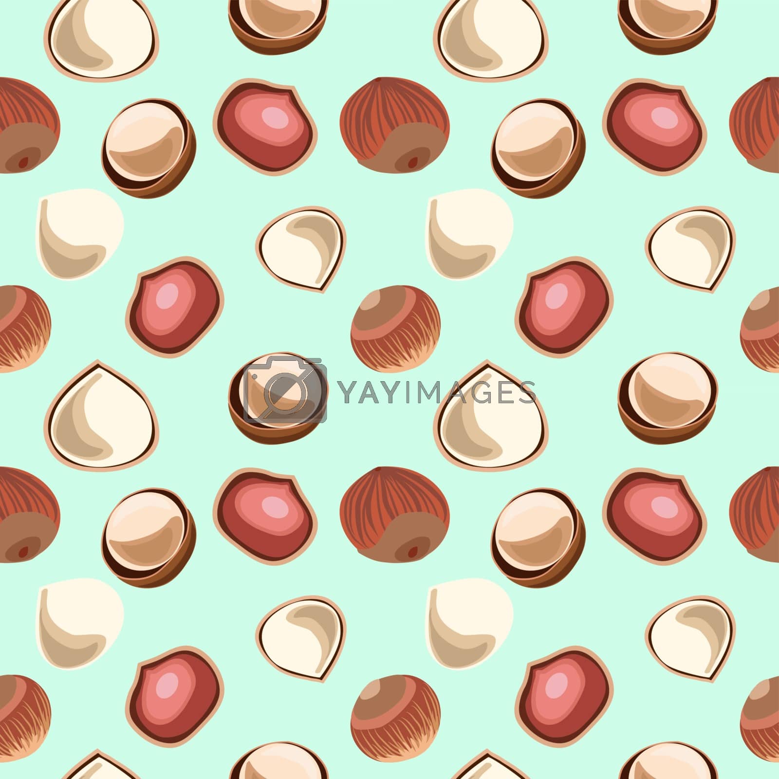 Royalty free image of Vector hand drawn seamless pattern Hazelnuts.  by Margolana