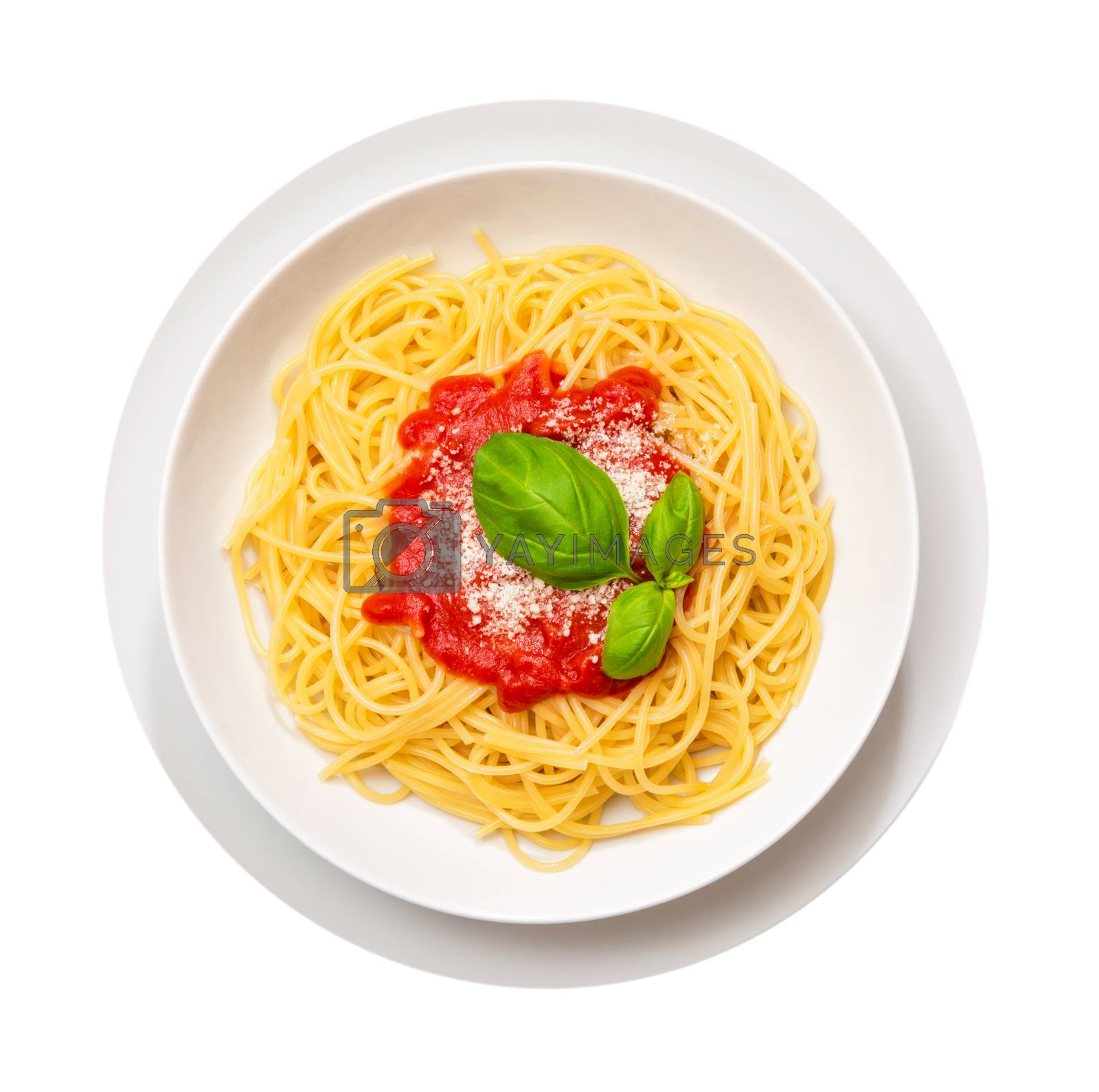 Royalty free image of spaghetti with basil and tomato by photobeps