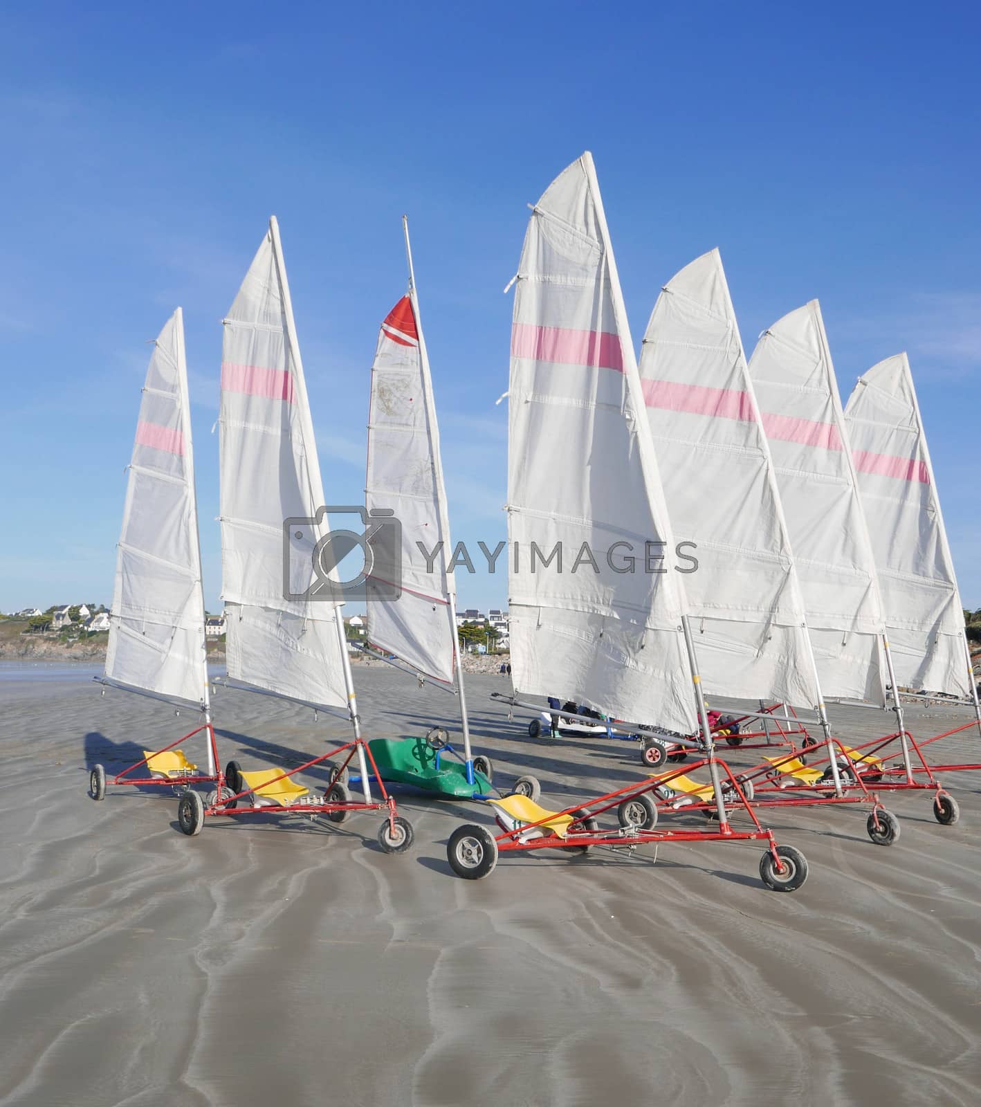 Royalty free image of sand yachting on the beach of Pentrez in finistere by shovag