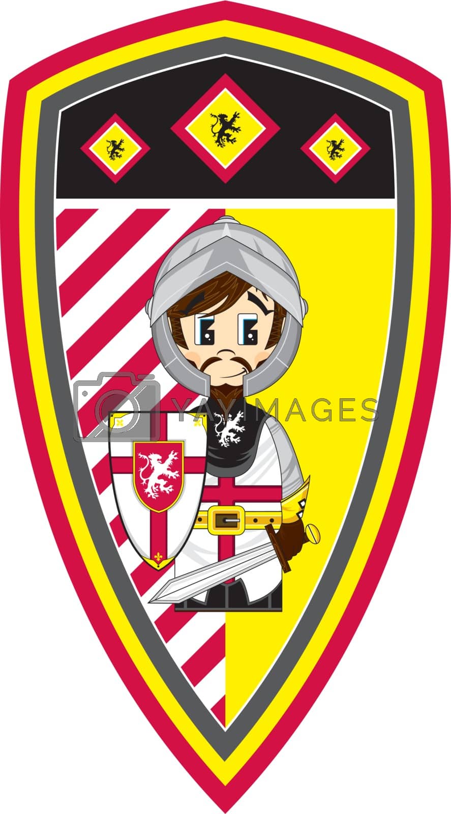 Royalty free image of Cute Medieval Knight on Shield by markmurphycreative