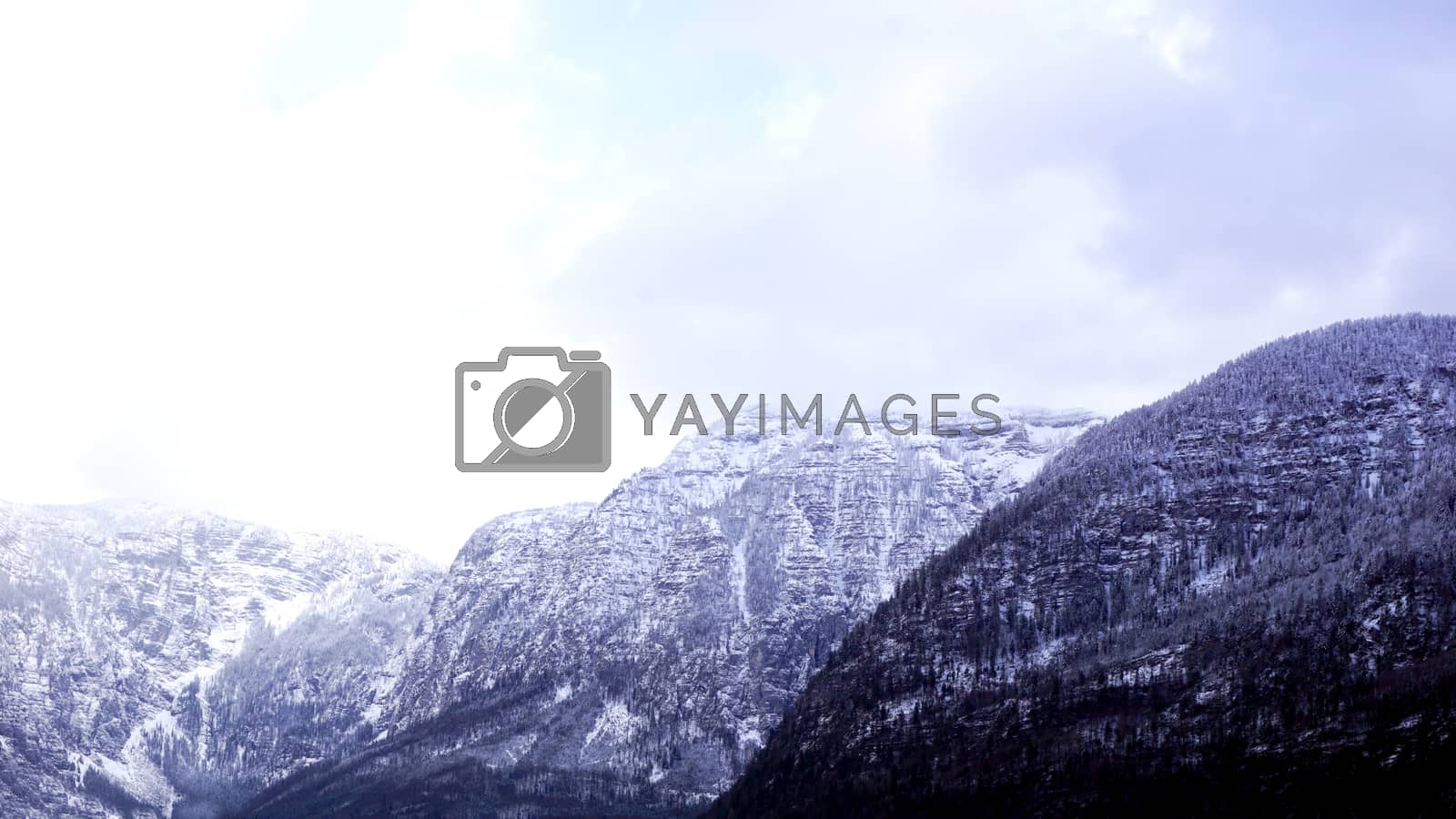 Royalty free image of Hallstatt dreamscape winter snow mountain landscape outdoor adventure with blue sky in snowy day, Austria by polarbearstudio
