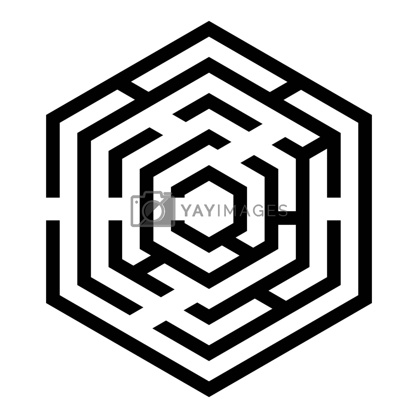 Royalty free image of Hexagonal Maze Hexagon maze Labyrinth with six corner icon black color vector illustration flat style image by serhii435