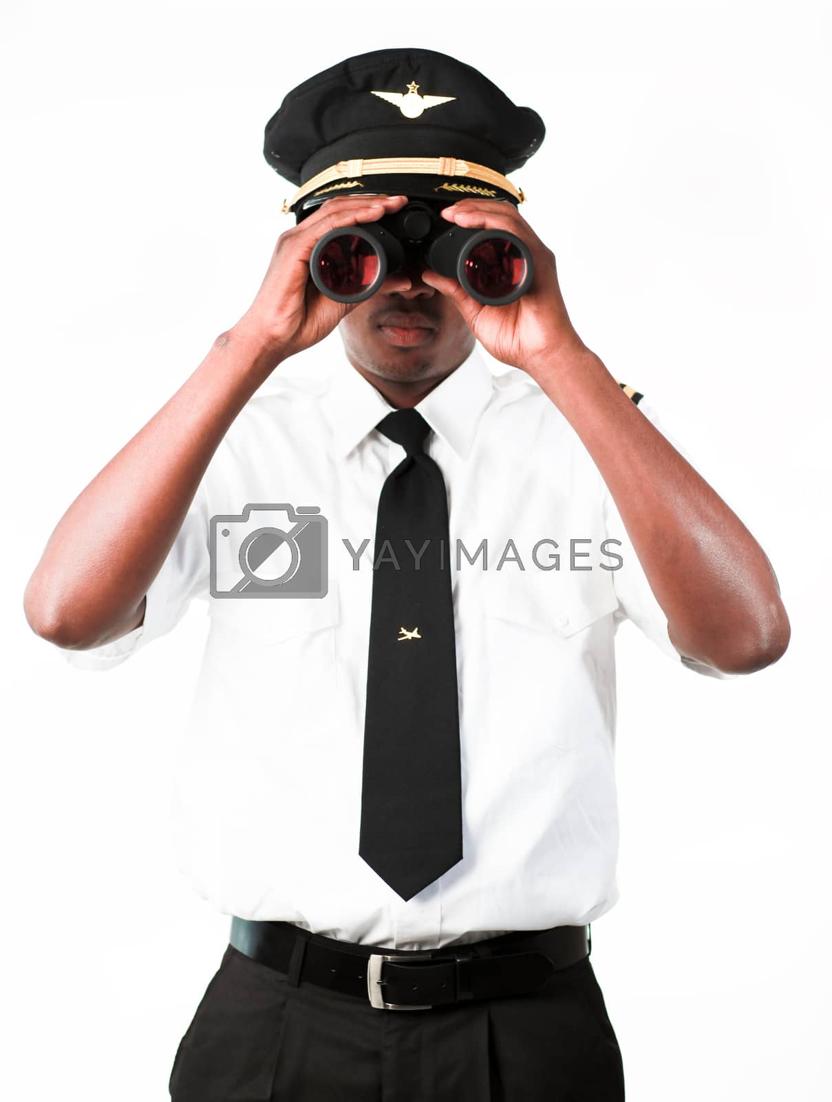 Royalty free image of Pilot looking through Binoculars by Wavebreakmedia