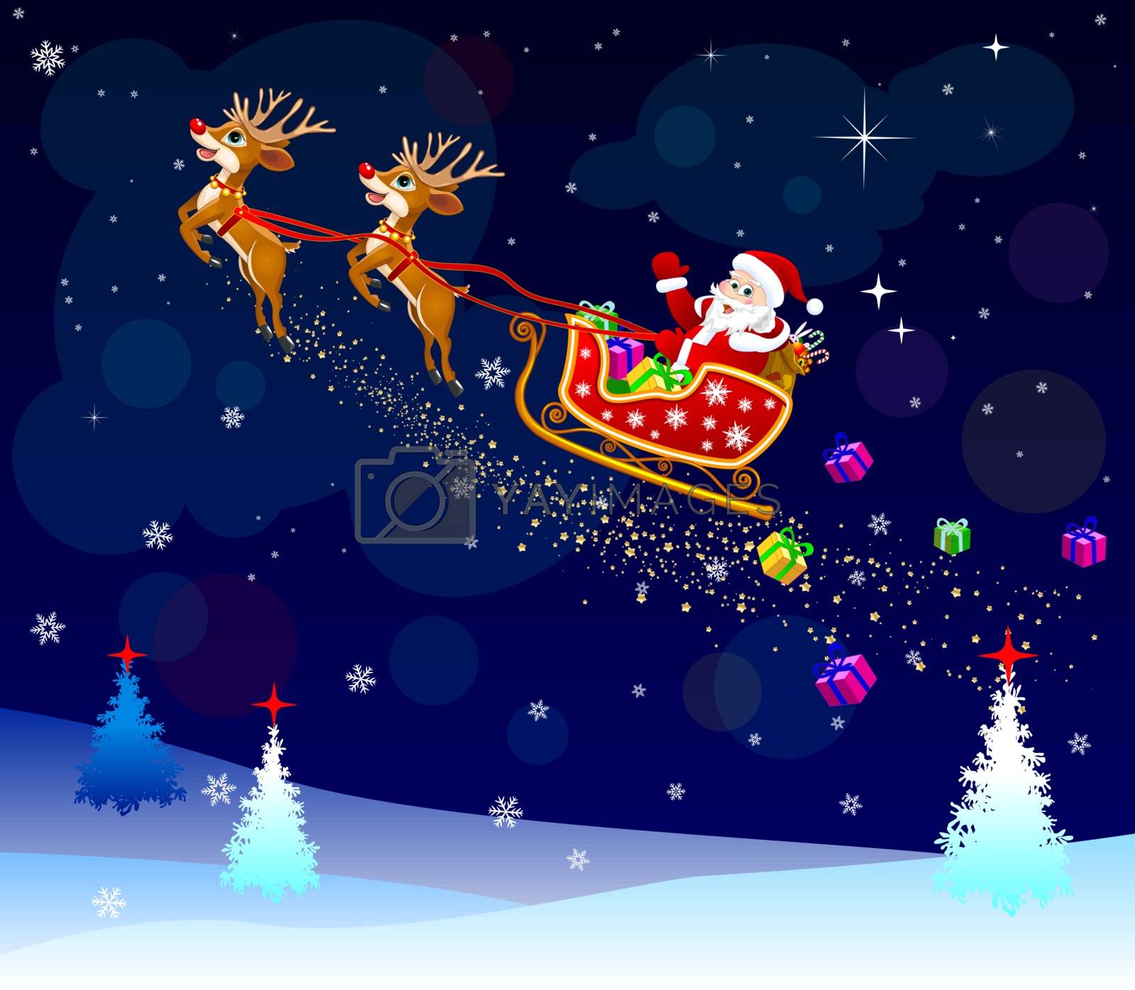 Royalty free image of Santa with gifts on his sleigh by liolle