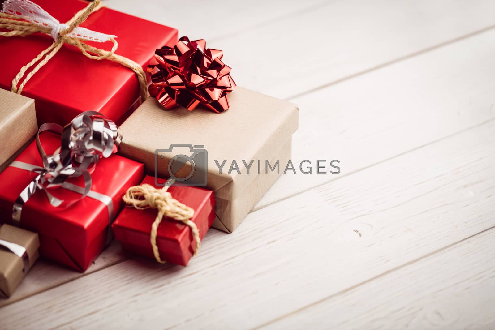 Royalty free image of High angle view of presents by Wavebreakmedia